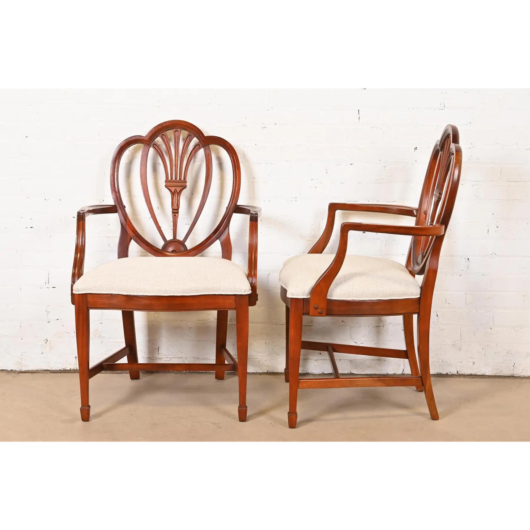Drexel Heritage Hepplewhite Carved Mahogany Dining Chairs, Set of Eight 5