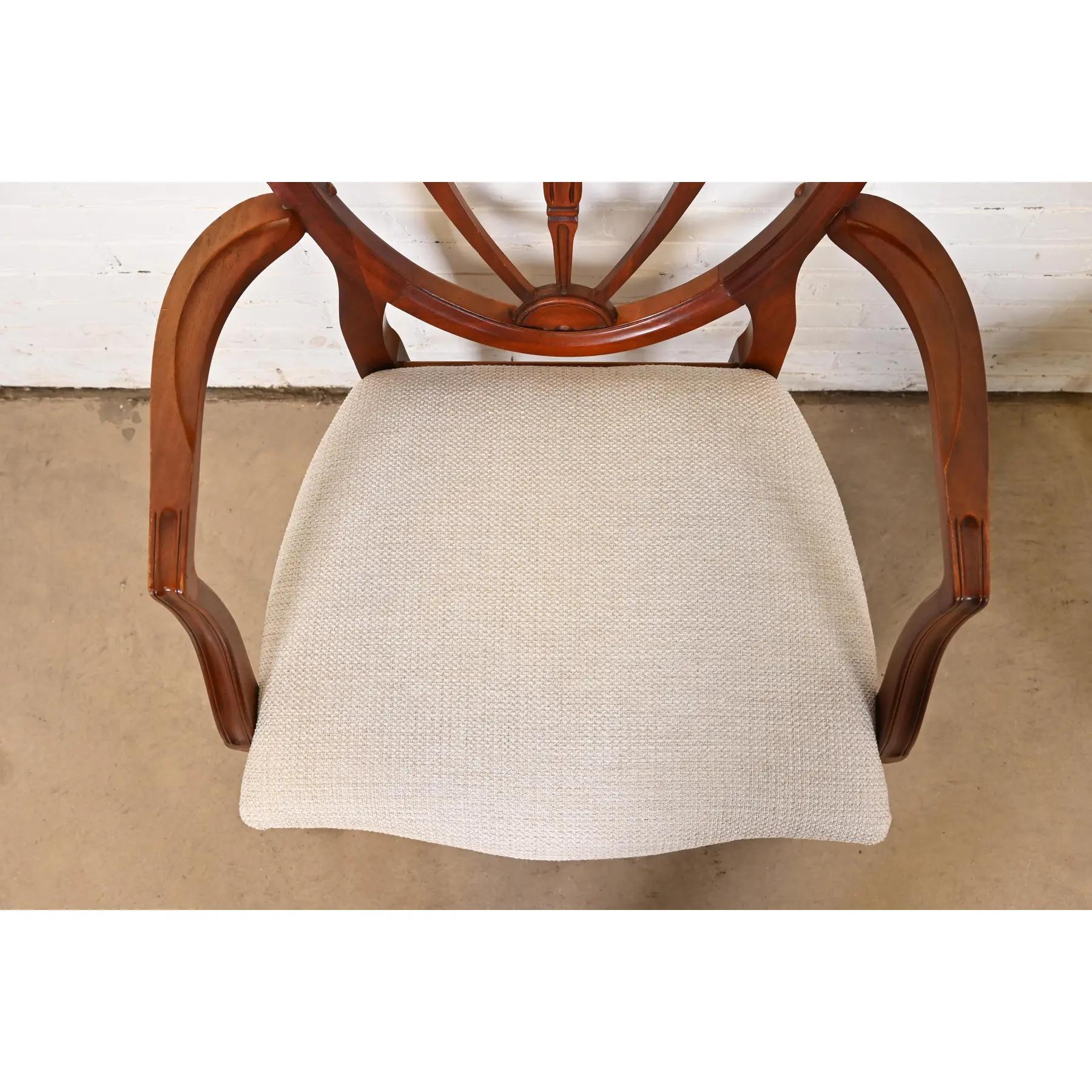 Drexel Heritage Hepplewhite Carved Mahogany Dining Chairs, Set of Eight 1