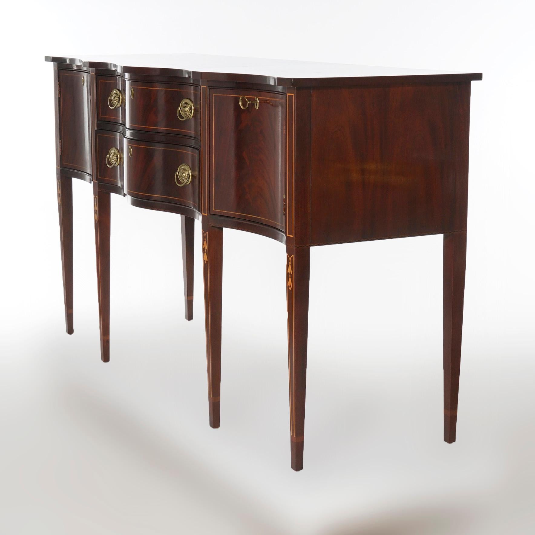 American Drexel Heritage Hepplewhite Style Mahogany & Satinwood Inlaid Sideboard 20th C