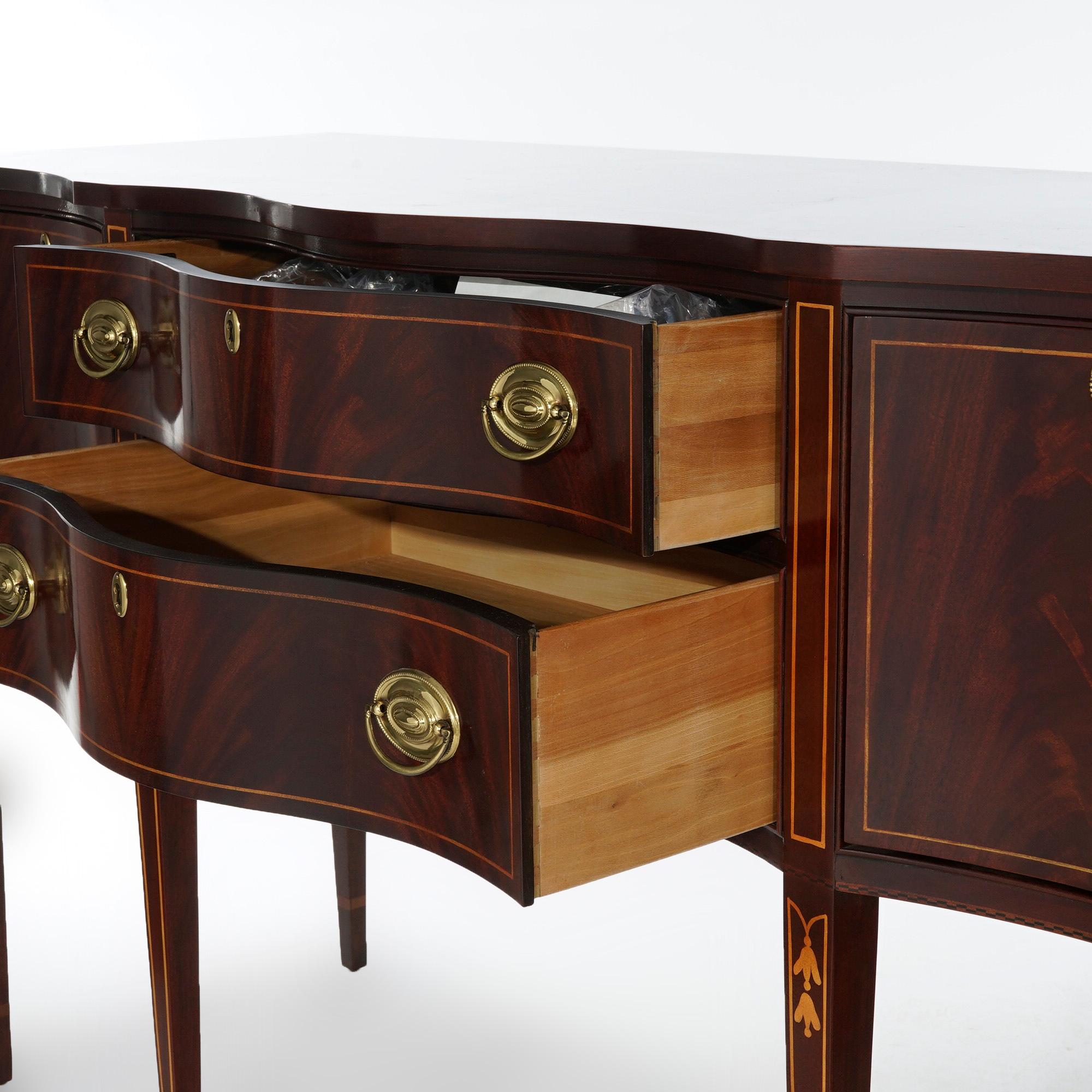 American Drexel Heritage Hepplewhite Style Mahogany & Satinwood Inlaid Sideboard 20th C
