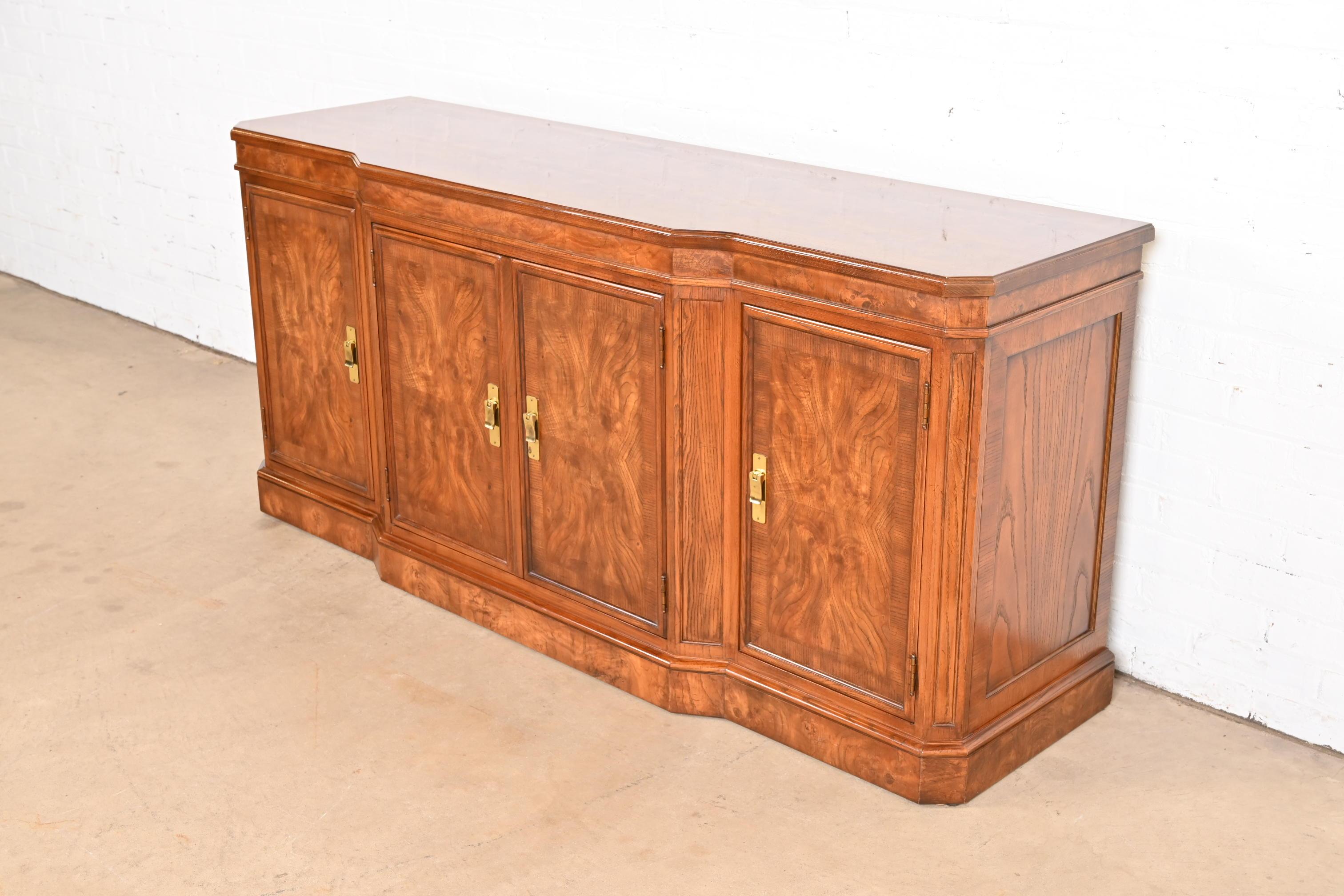 Drexel Heritage Hollywood Regency Burl Wood Sideboard or Credenza In Good Condition In South Bend, IN