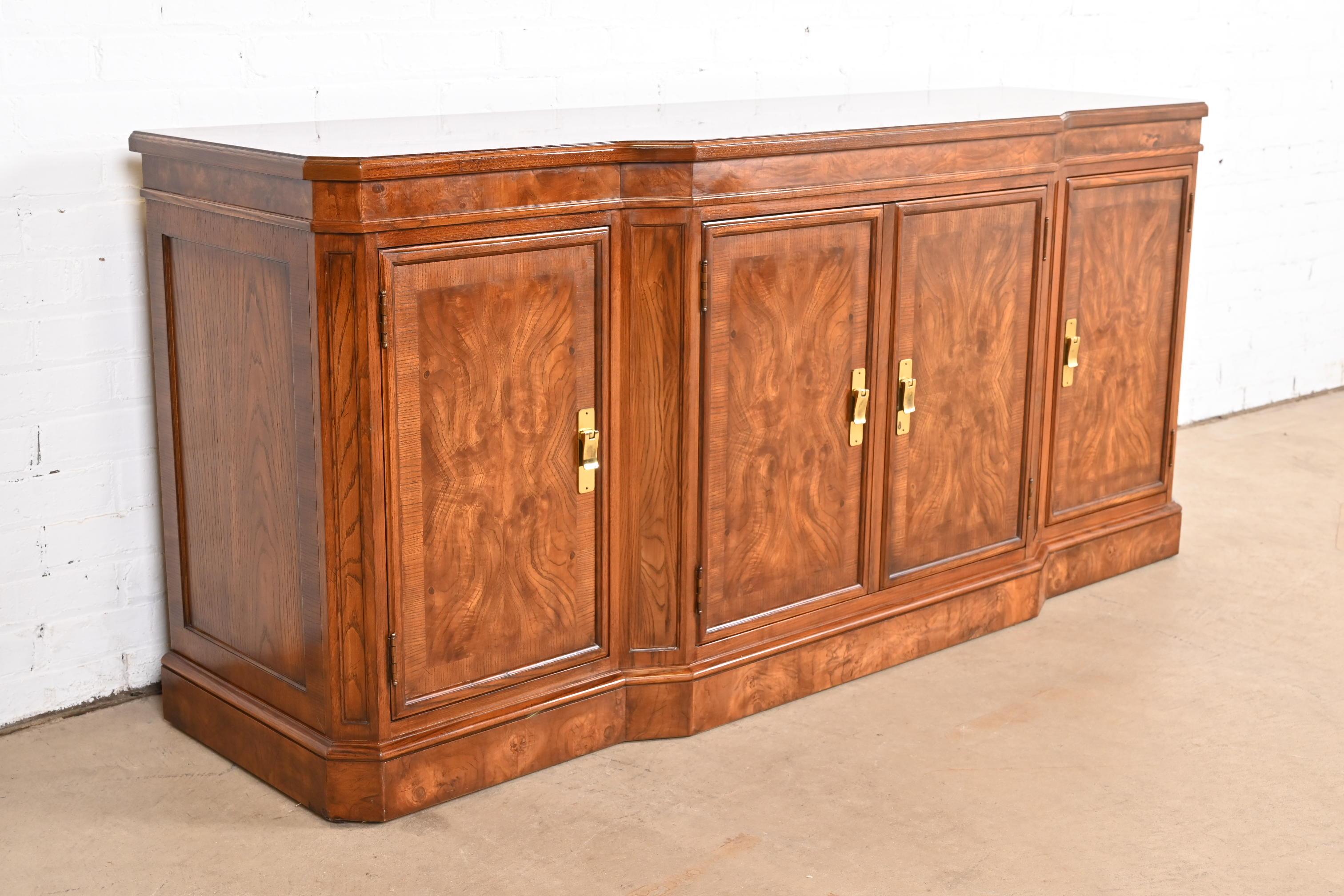 Late 20th Century Drexel Heritage Hollywood Regency Burl Wood Sideboard or Credenza