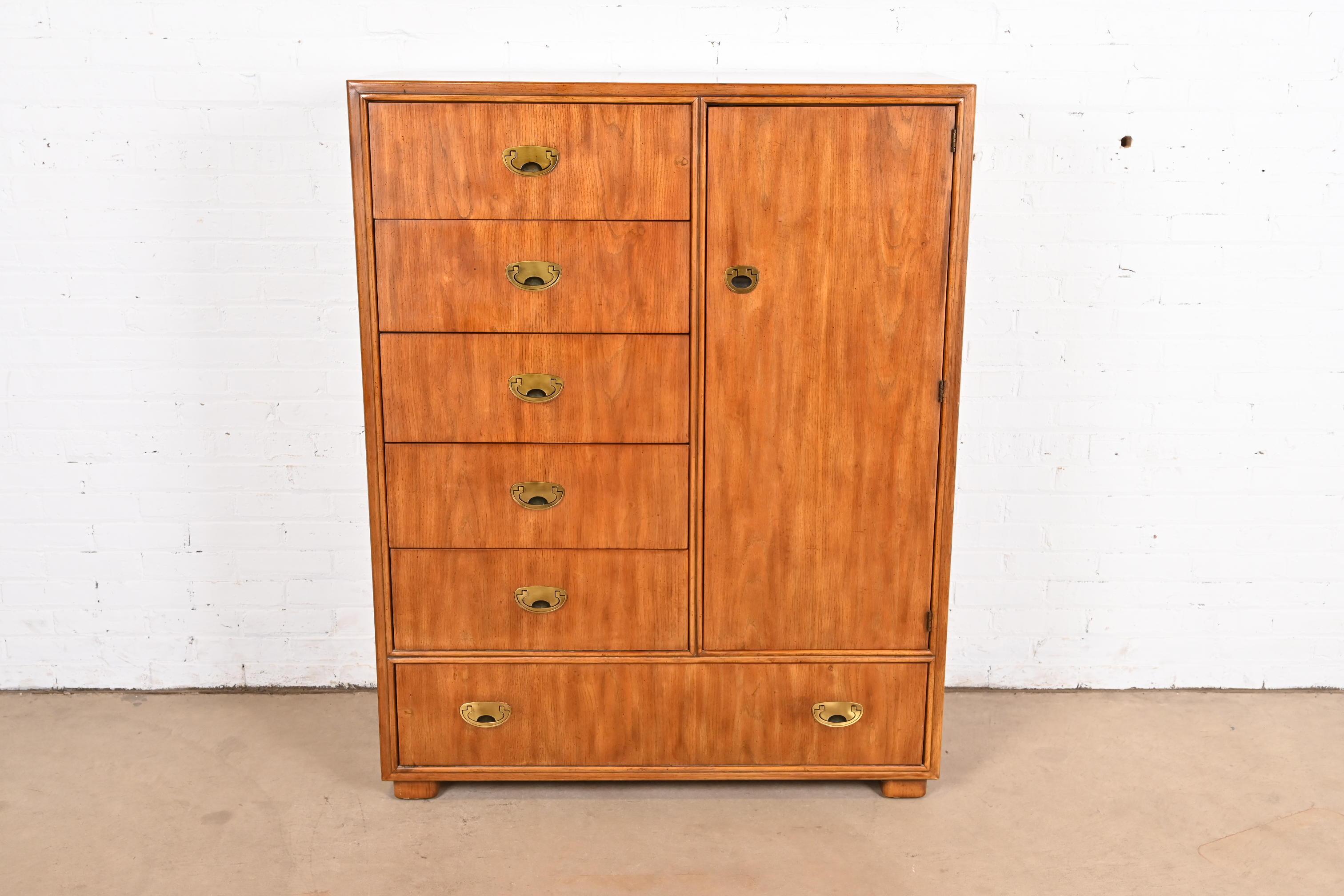 American Drexel Heritage Hollywood Regency Campaign Gentleman's Chest or Armoire Dresser For Sale
