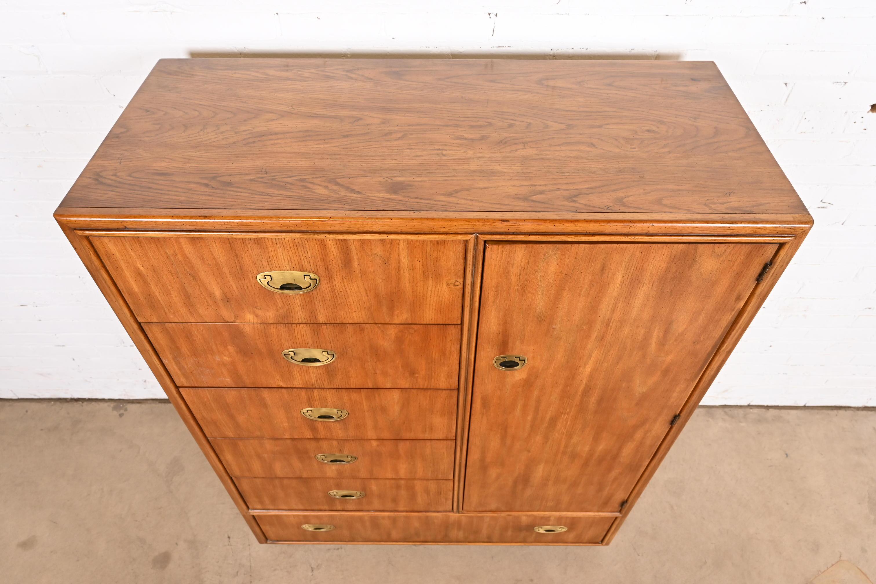 Drexel Heritage Hollywood Regency Campaign Gentleman's Chest or Armoire Dresser For Sale 3