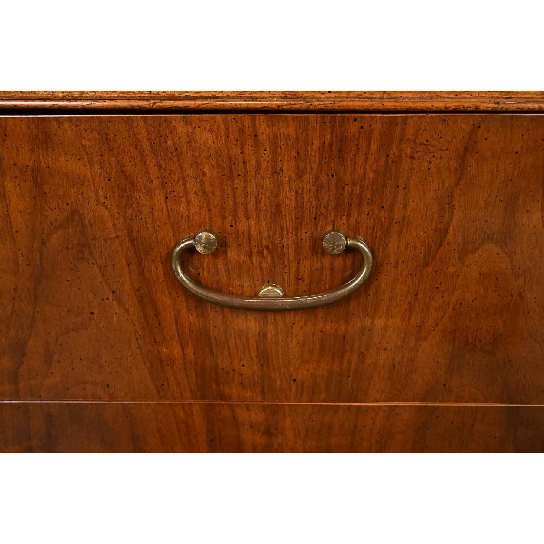 Drexel Heritage Hollywood Regency Campaign Walnut and Brass Gentleman's Chest For Sale 3