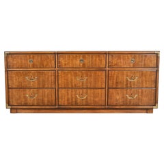 Drexel Heritage Hollywood Regency Campaign Walnut Dresser or Credenza, 1970s
