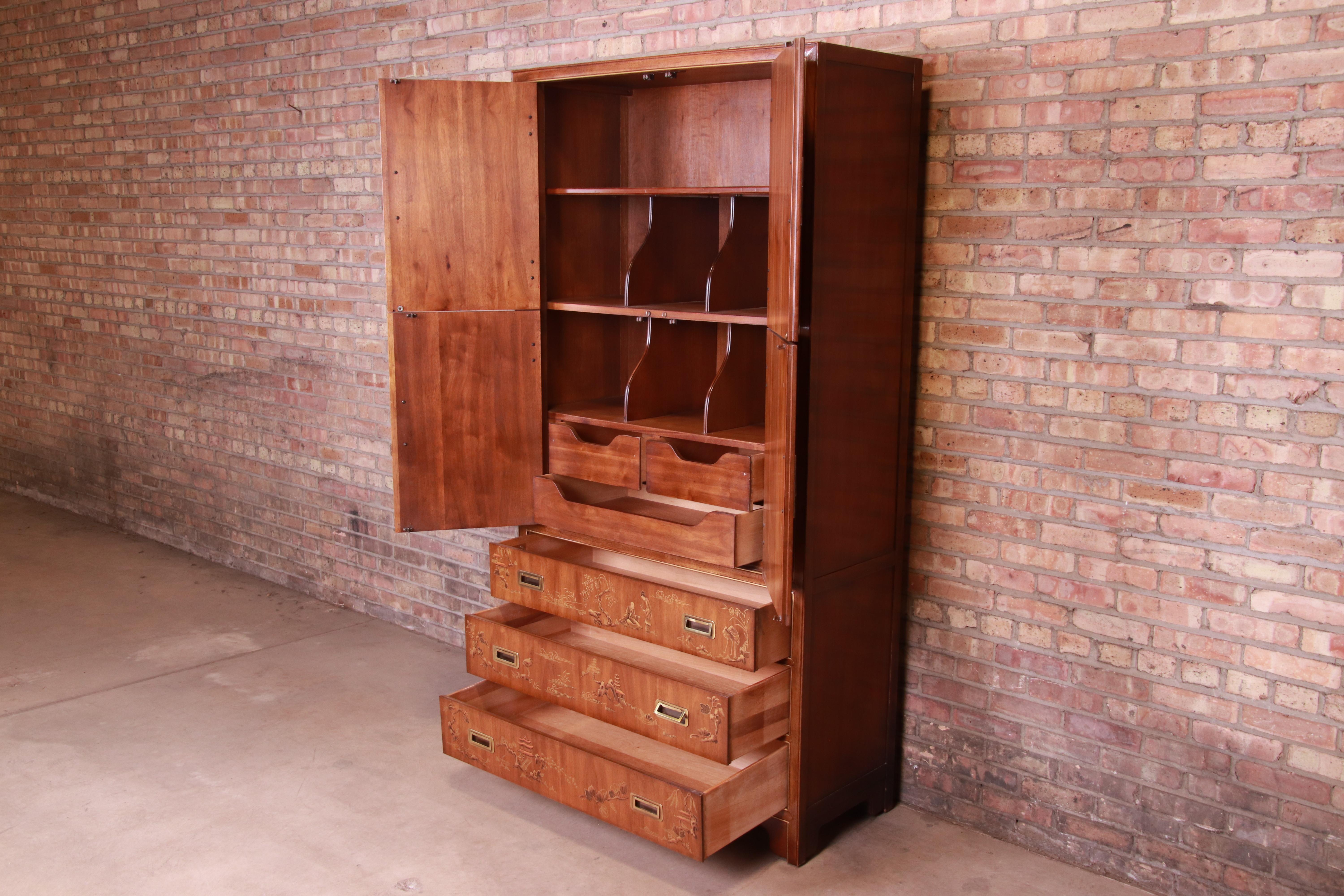 Mid-Century Modern Drexel Heritage Hollywood Regency Chinoiserie Armoire Dresser