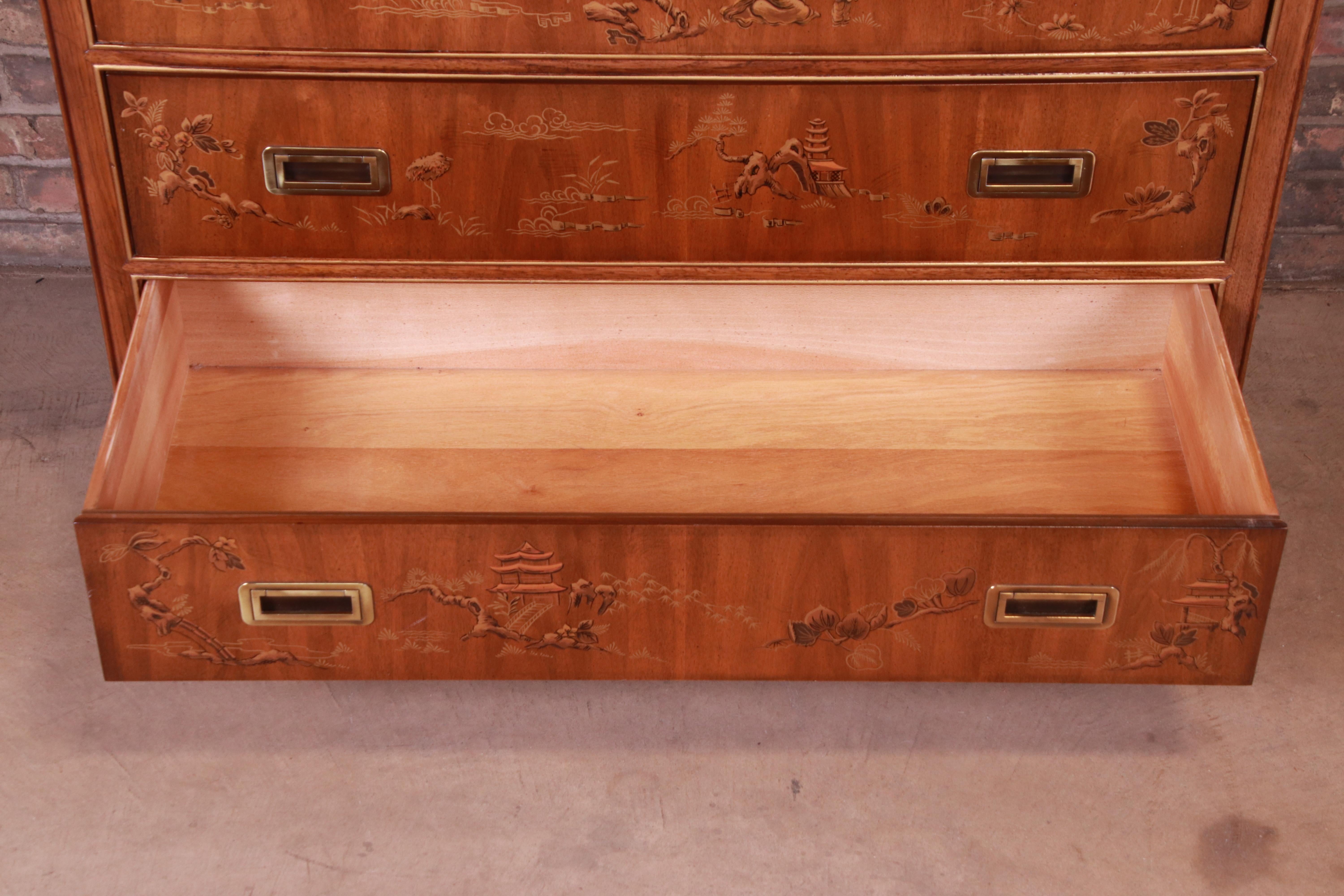 Drexel Heritage Hollywood Regency Chinoiserie Armoire Dresser In Good Condition In South Bend, IN