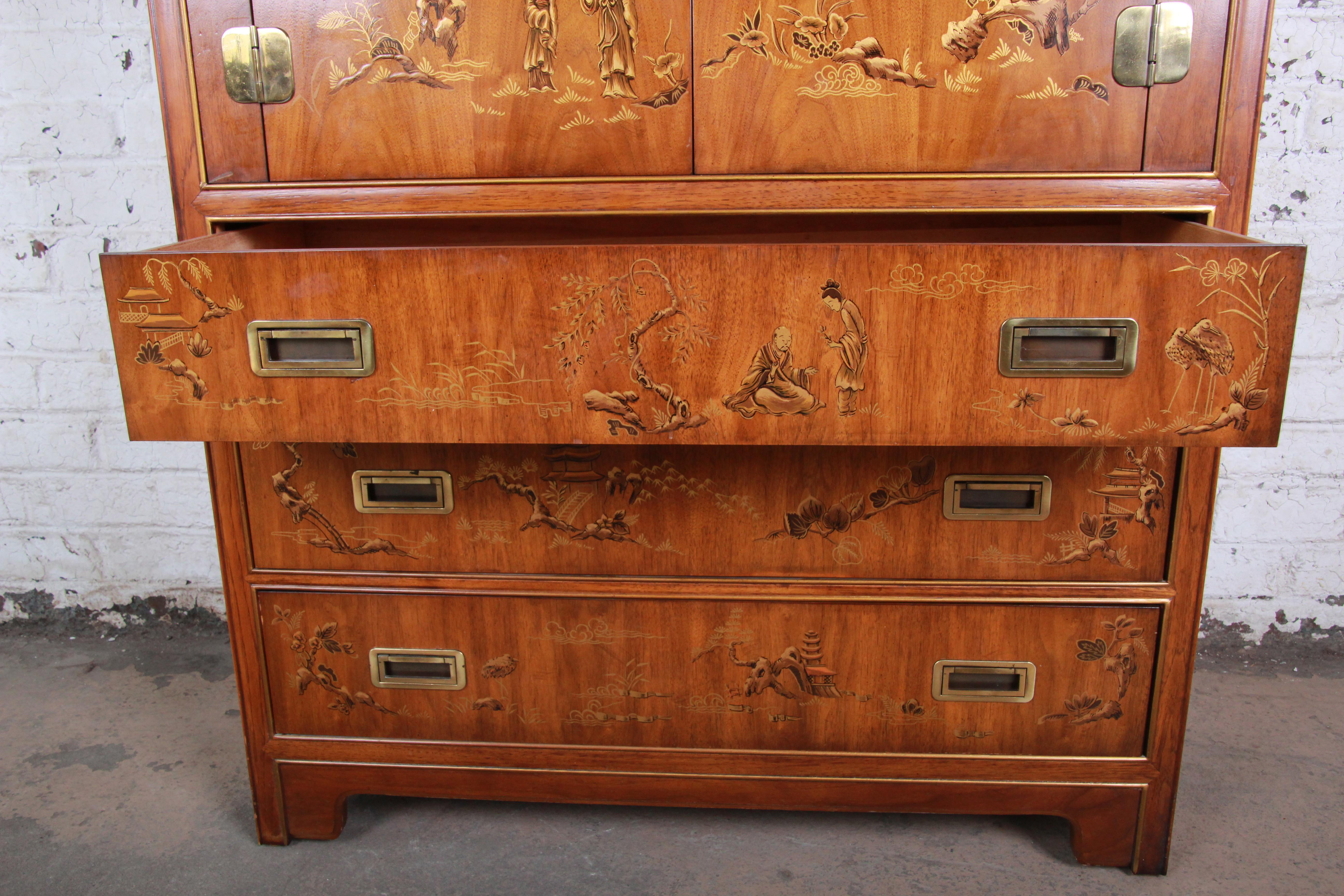 Drexel Heritage Hollywood Regency Chinoiserie Armoire Dresser at ...