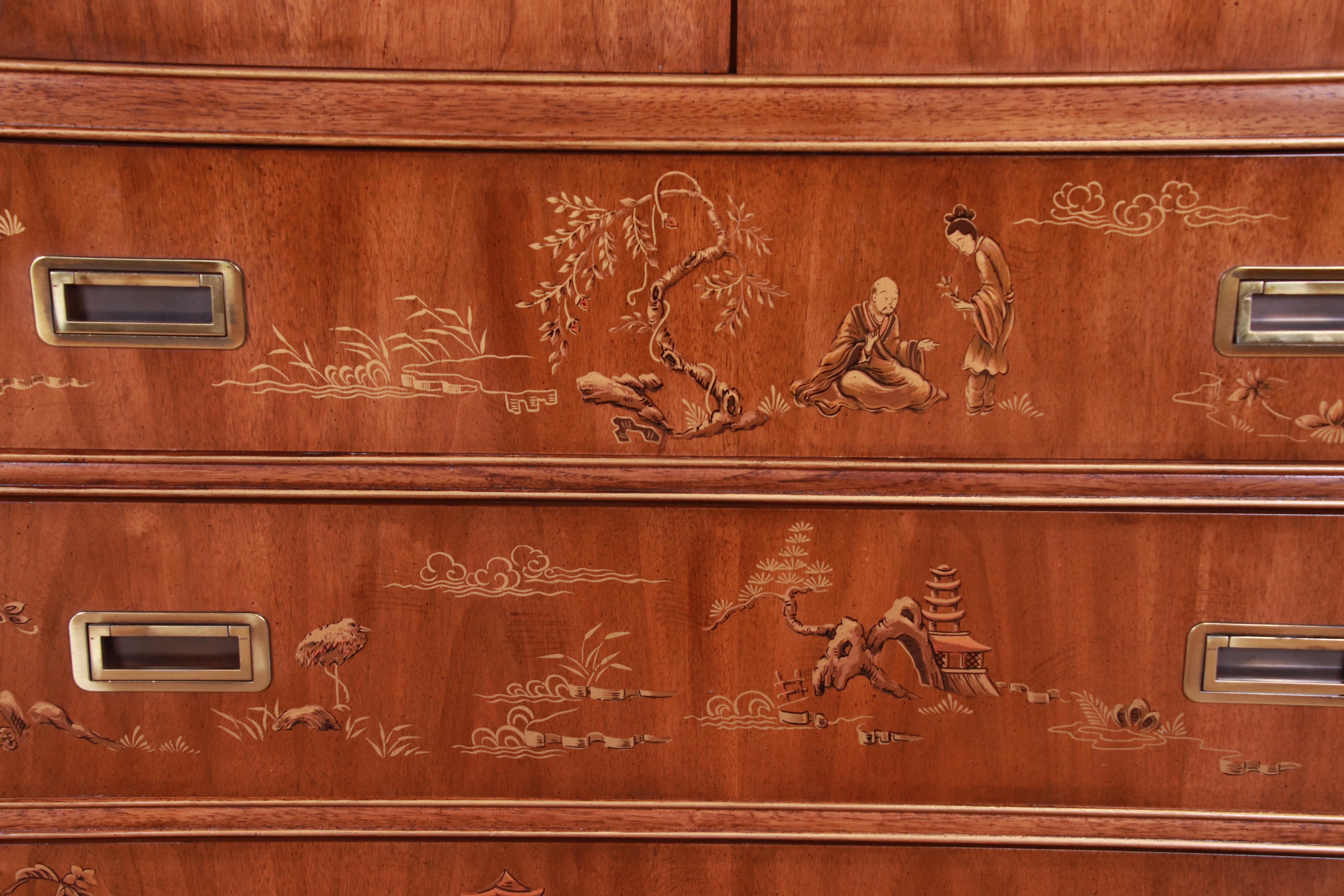 Late 20th Century Drexel Heritage Hollywood Regency Chinoiserie Armoire Dresser