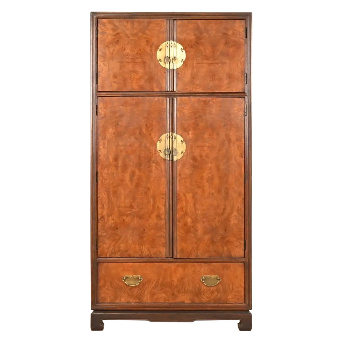 Drexel Heritage Hollywood Regency Chinoiserie Armoire Dresser de Madera de Burl en venta