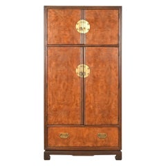 Drexel Heritage Hollywood Regency Chinoiserie Armoire Dresser de Madera de Burl