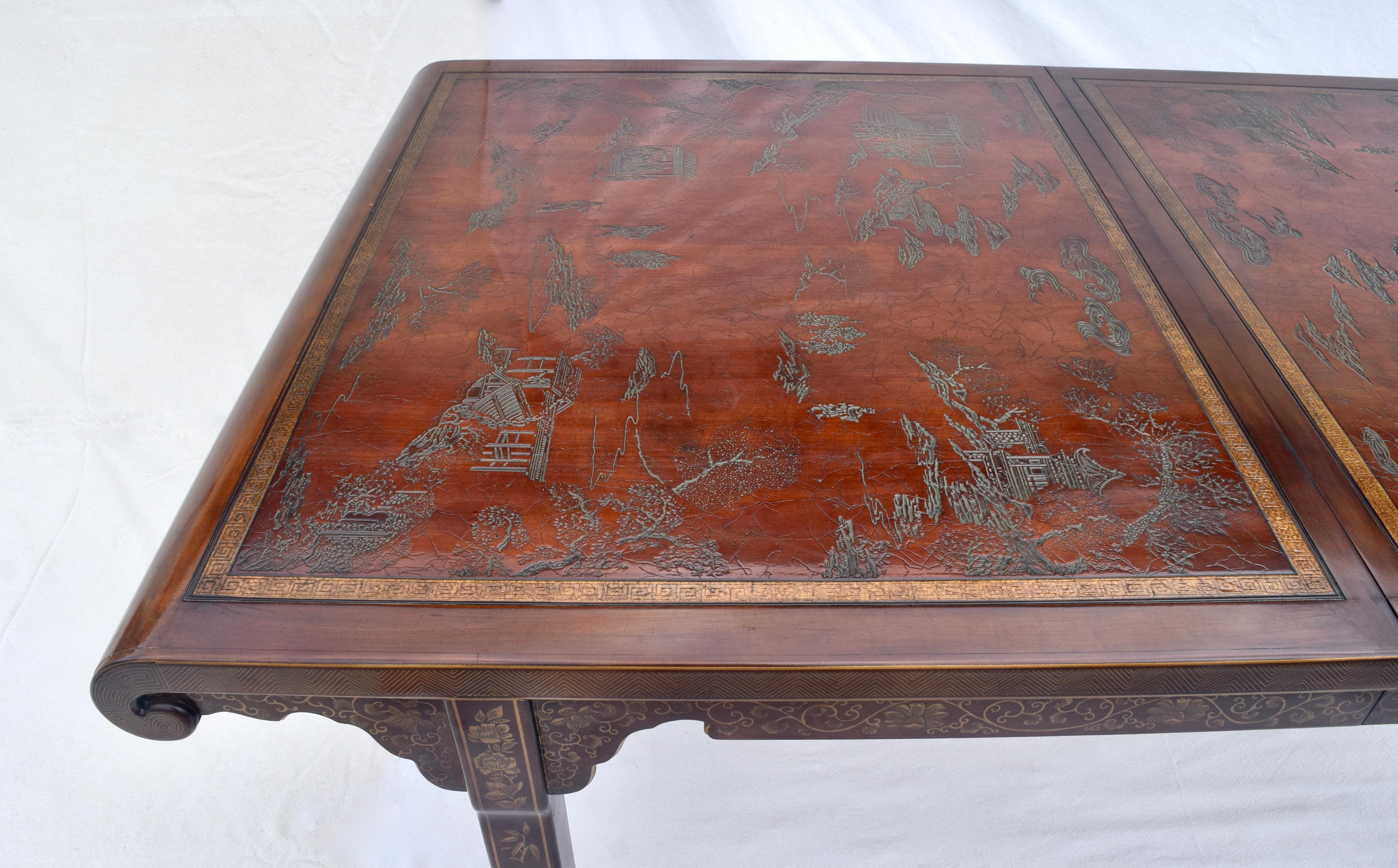 Drexel Heritage Hollywood Regency Chinoiserie Extension Dining Table, 1970s 3