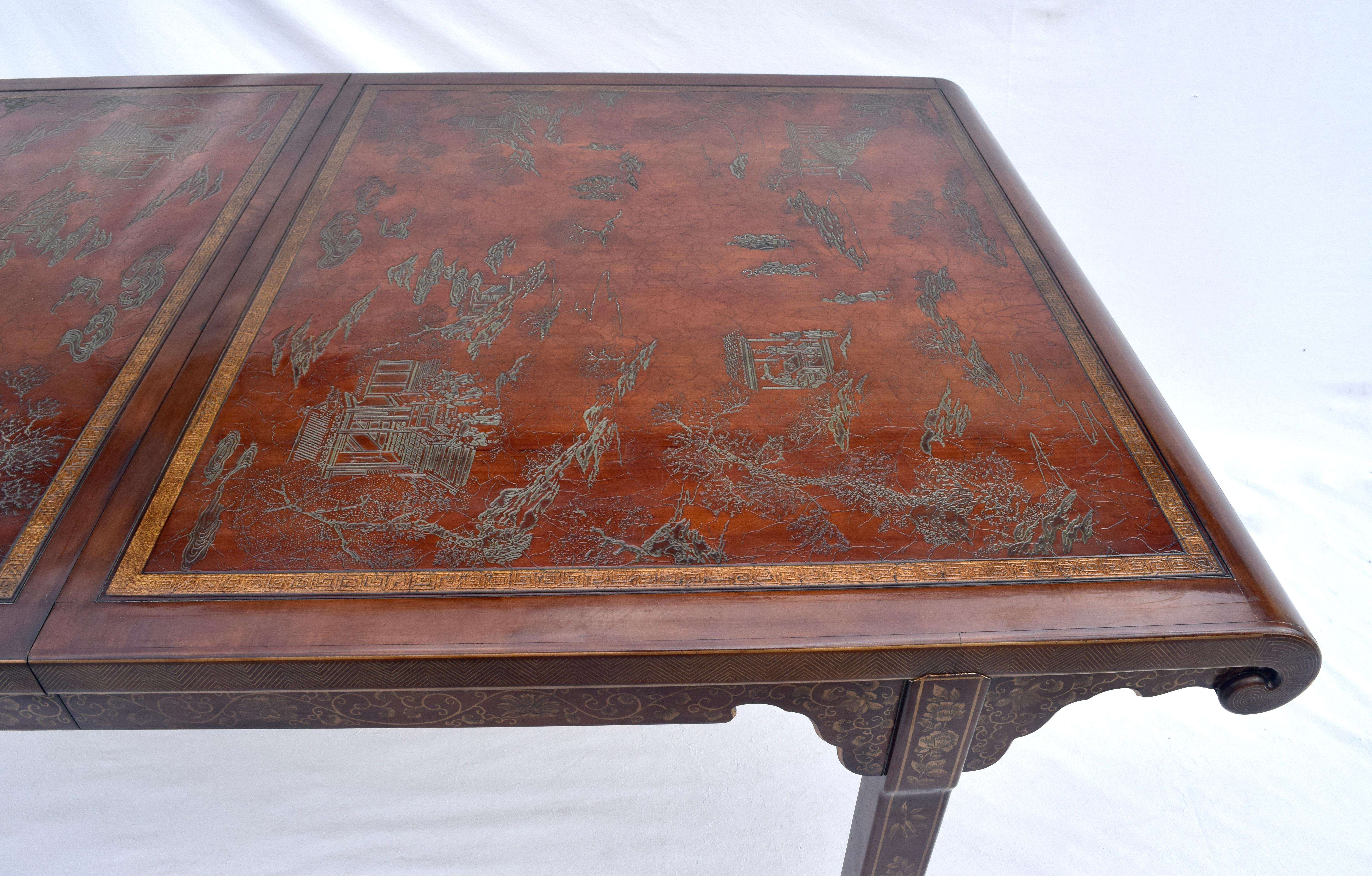 Drexel Heritage Hollywood Regency Chinoiserie Extension Dining Table, 1970s 5