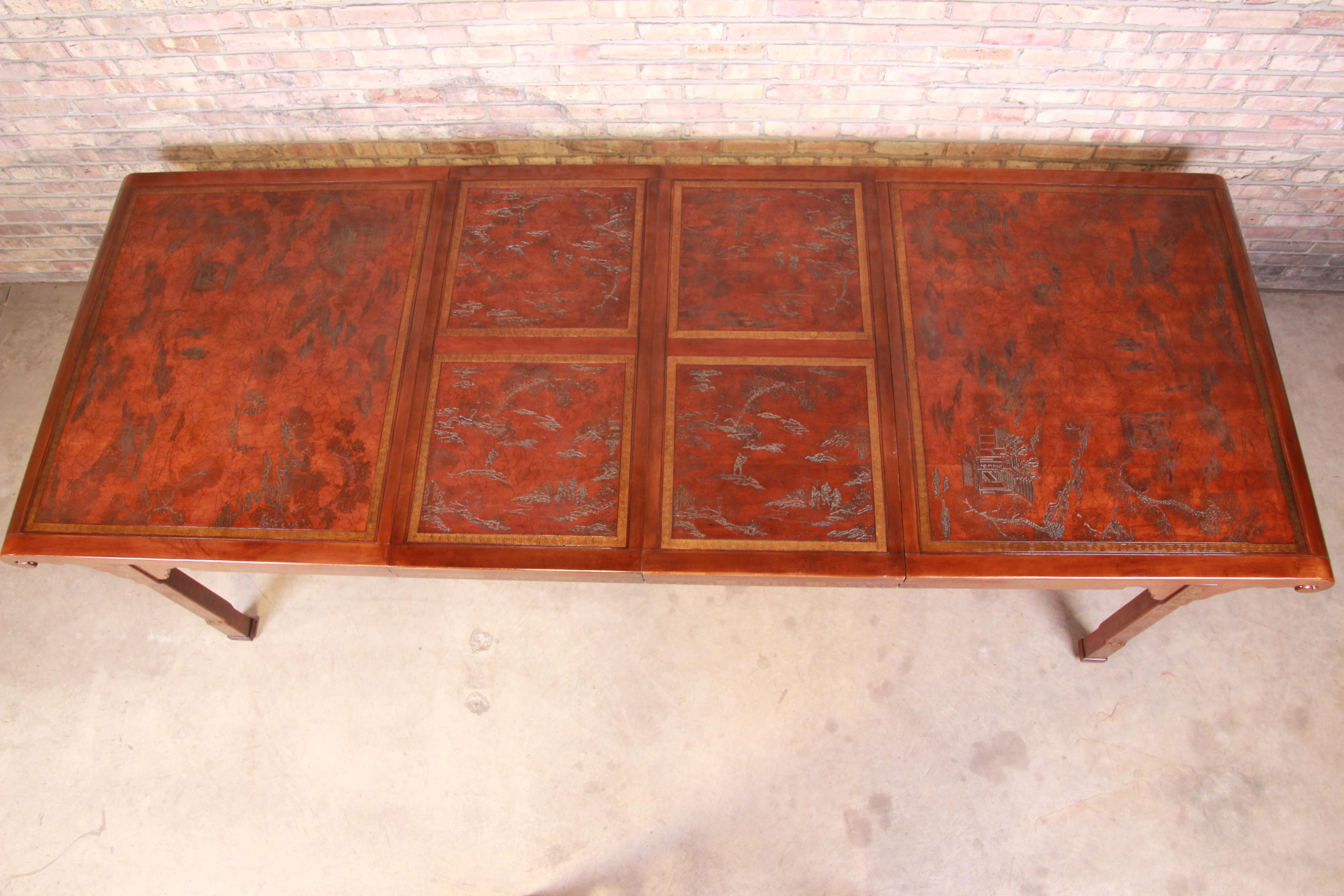 Drexel Heritage Hollywood Regency Chinoiserie Extension Dining Table, 1970s 9
