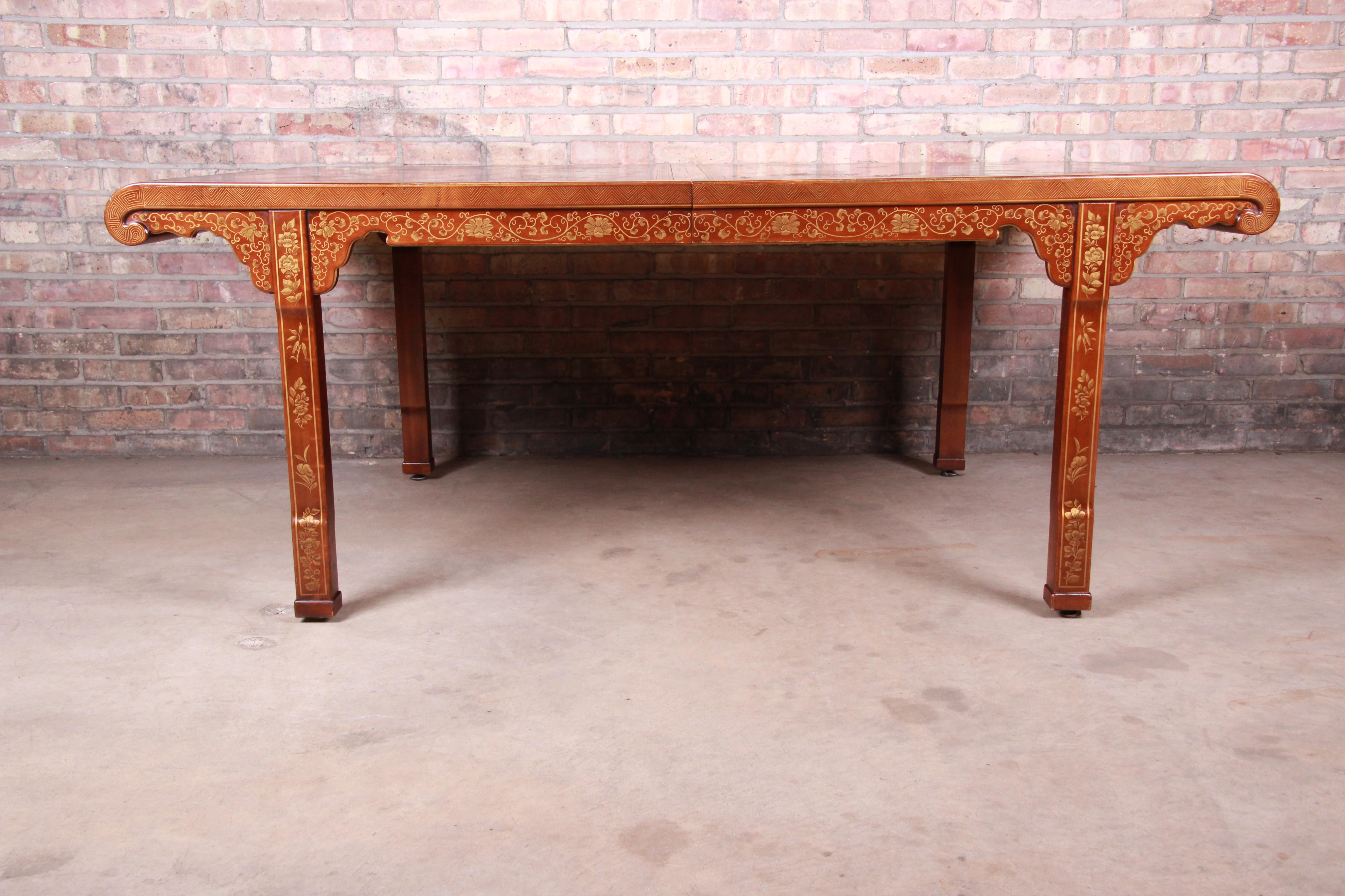 An exceptional Mid-Century Modern Hollywood Regency chinoiserie extension dining table

By Drexel Heritage 