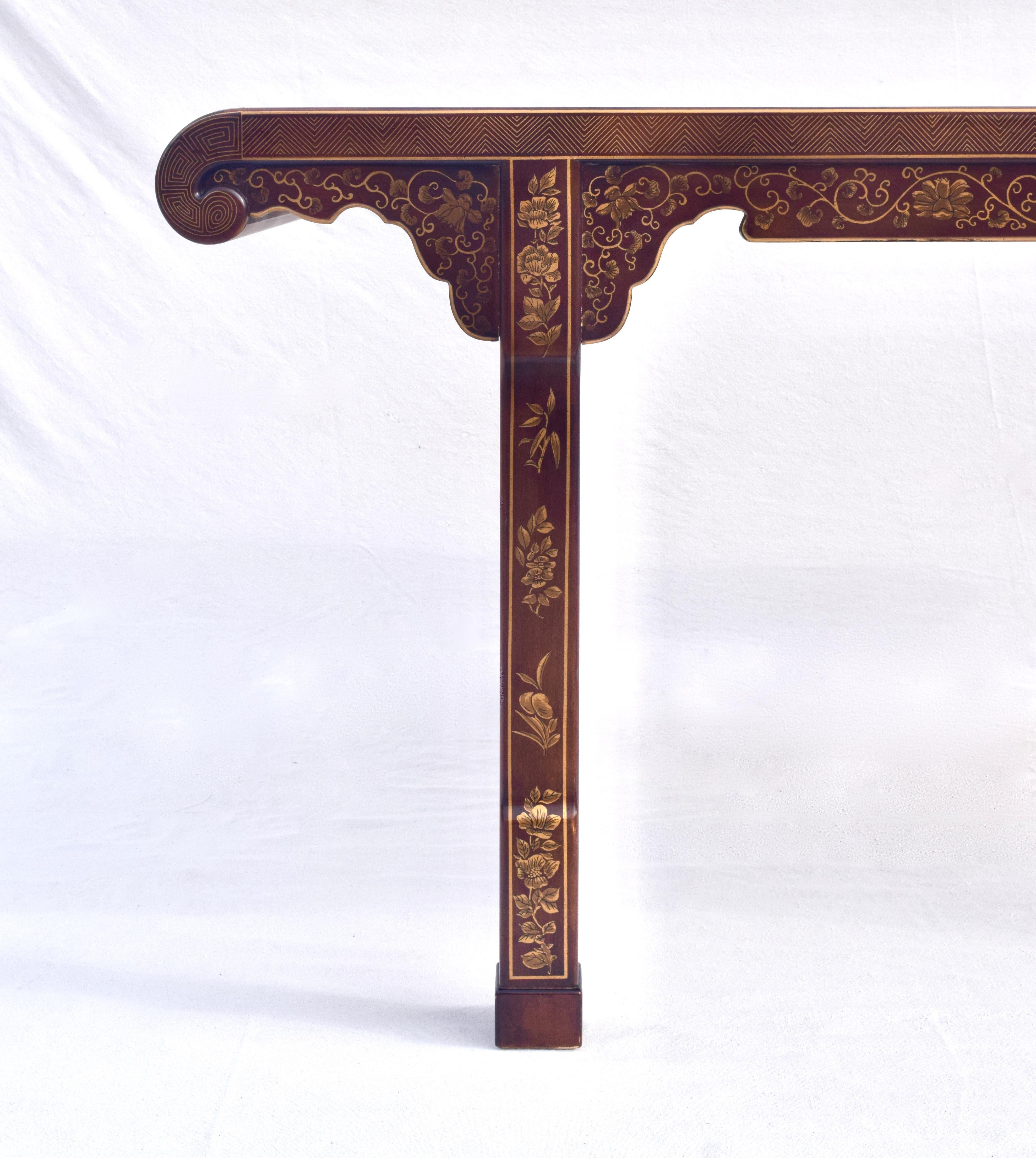 Ming Drexel Heritage Hollywood Regency Chinoiserie Extension Dining Table, 1970s