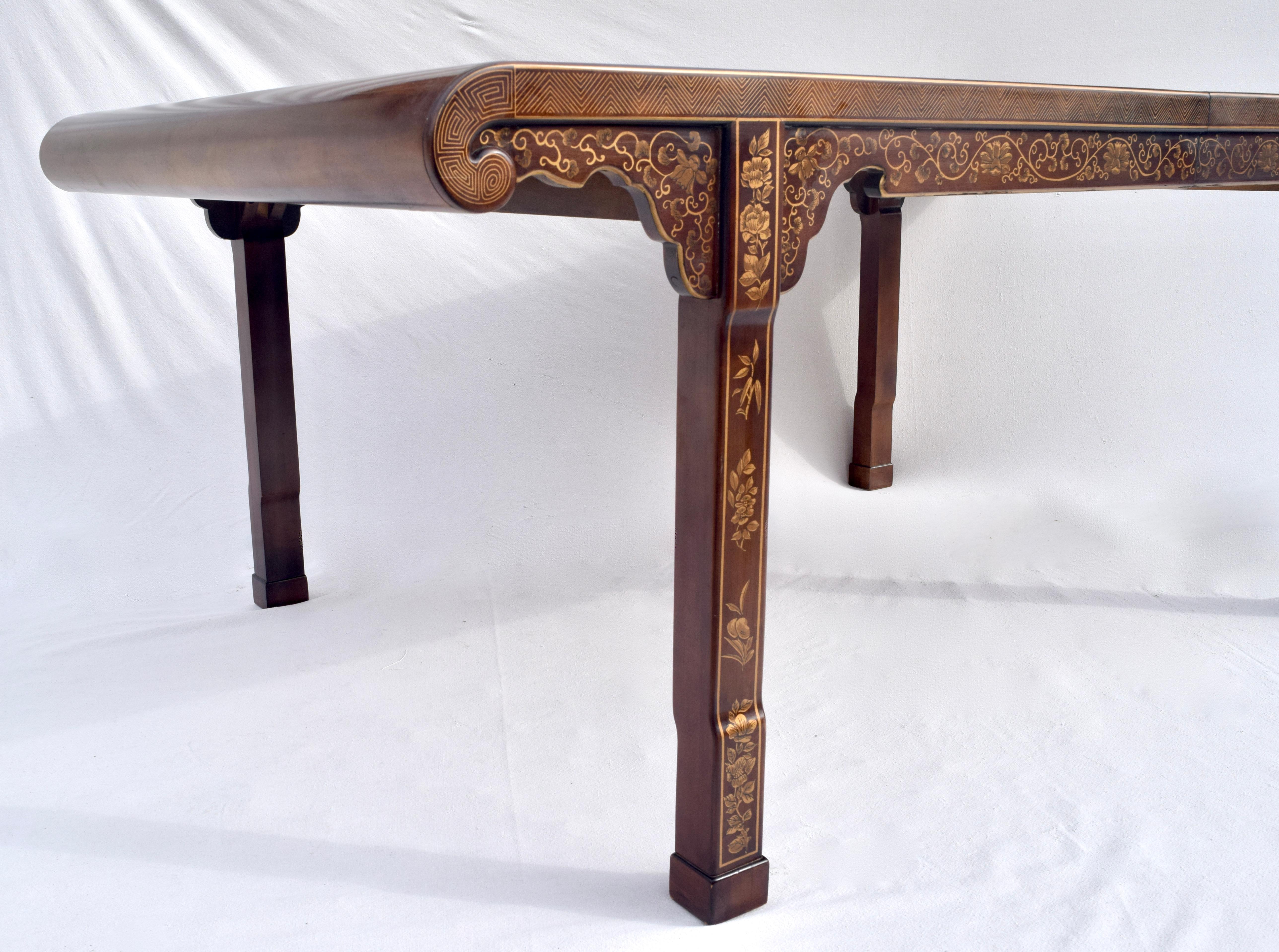 Drexel Heritage Hollywood Regency Chinoiserie Extension Dining Table, 1970s In Good Condition In Southampton, NJ