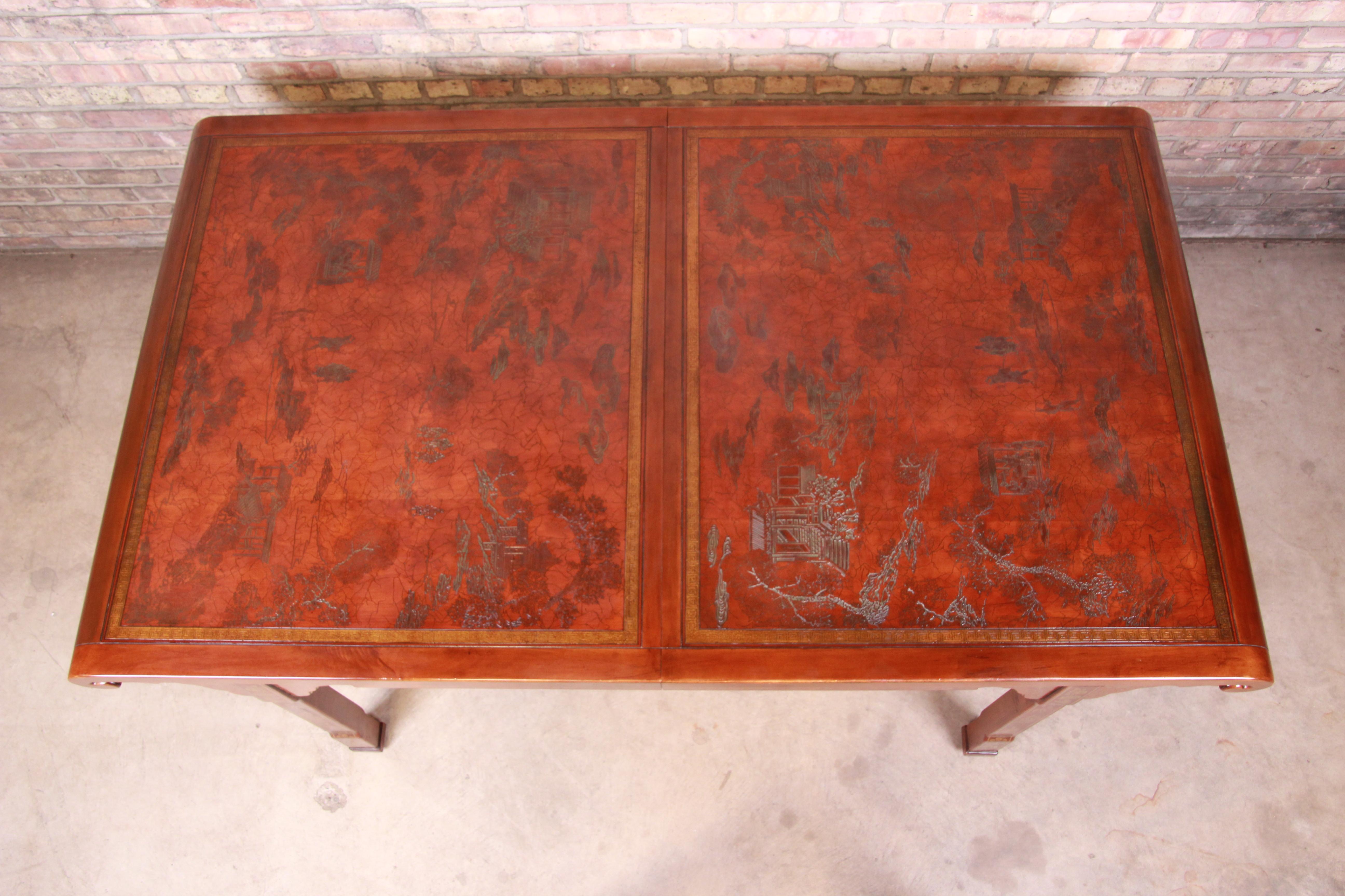 Drexel Heritage Hollywood Regency Chinoiserie Extension Dining Table, 1970s 1