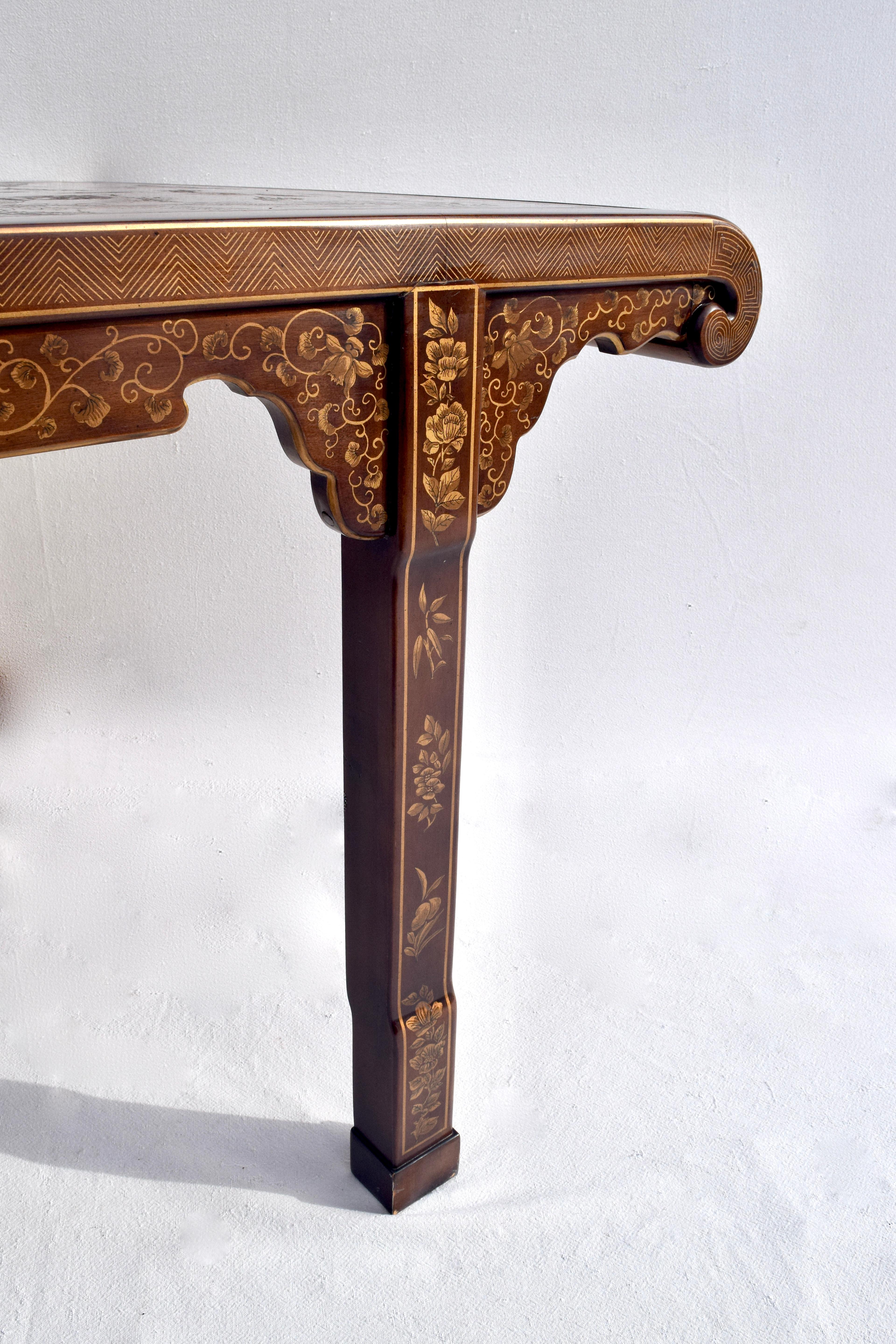 Drexel Heritage Hollywood Regency Chinoiserie Extension Dining Table, 1970s 1