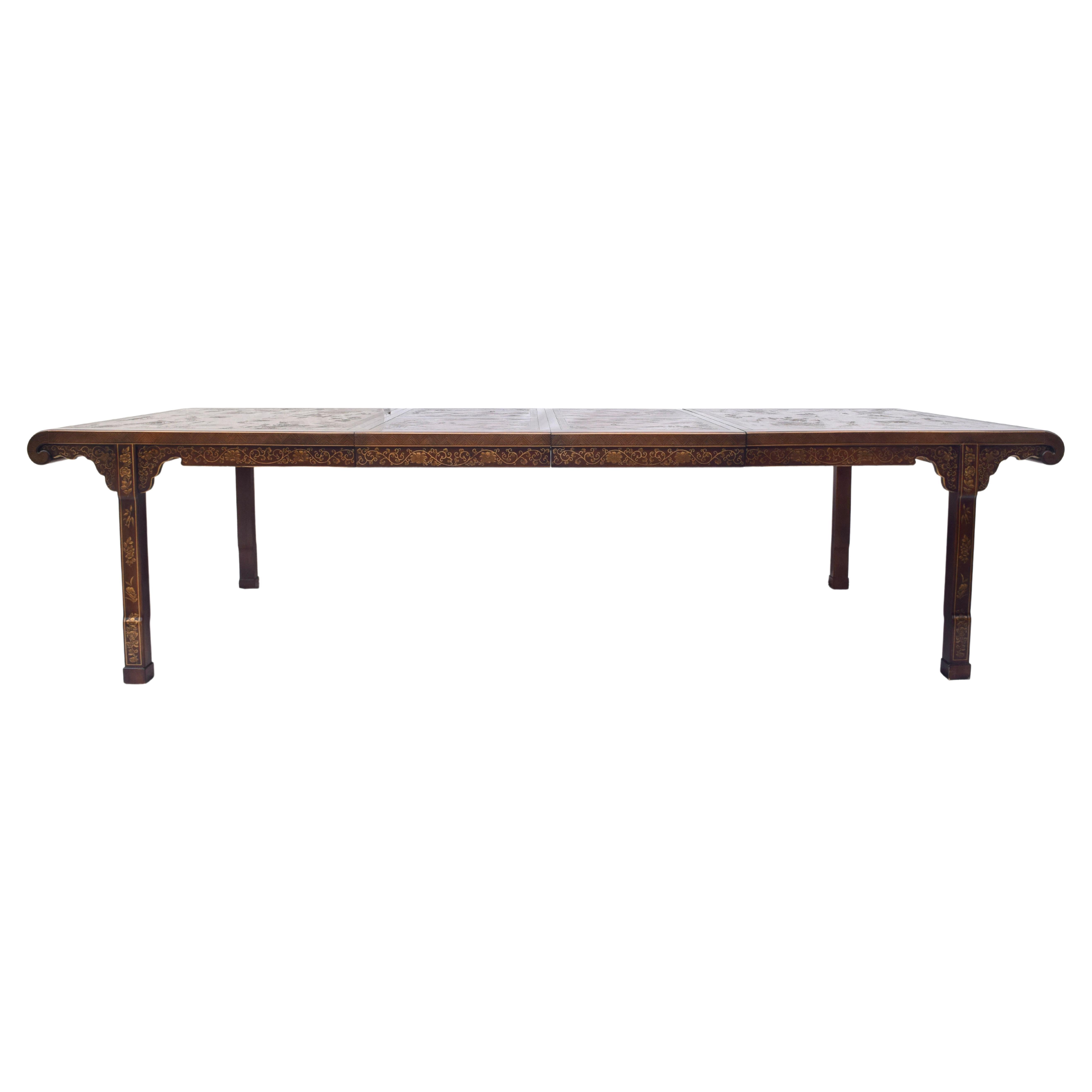 Drexel Heritage Hollywood Regency Chinoiserie Extension Dining Table, 1970s