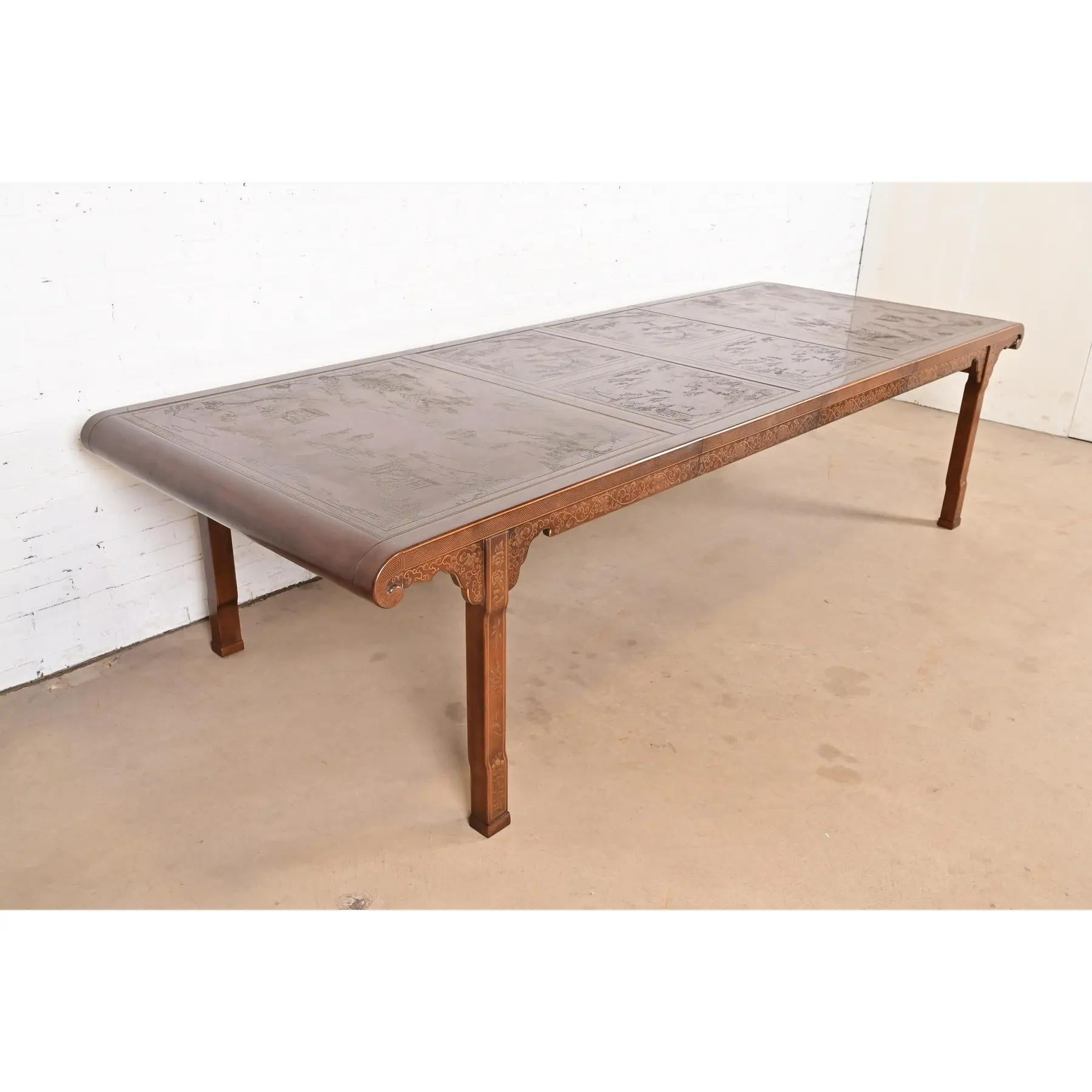 Late 20th Century Drexel Heritage Hollywood Regency Chinoiserie Extension Dining Table, Circa 1970 For Sale