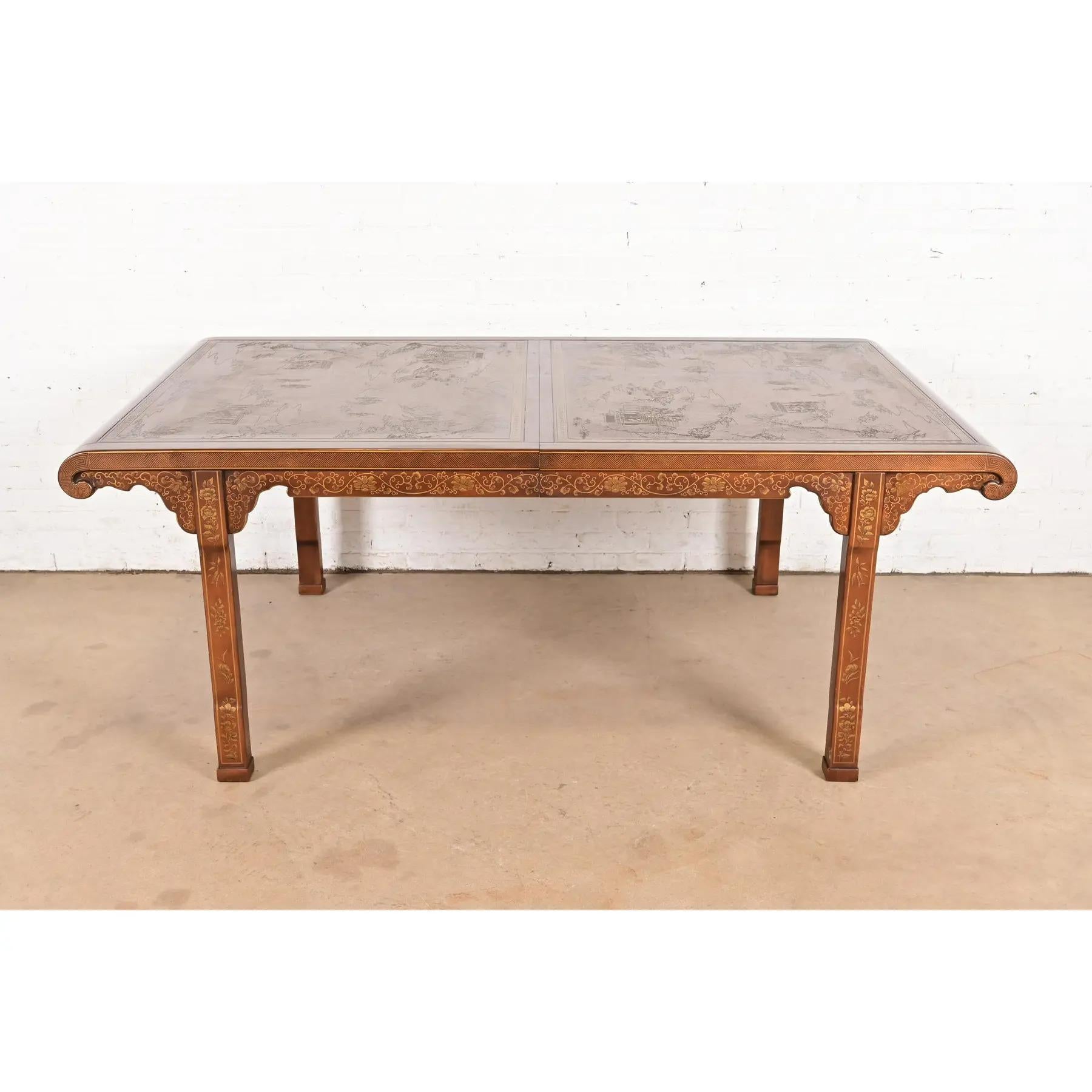 Drexel Heritage Hollywood Regency Chinoiserie Extension Dining Table, Circa 1970 For Sale 3