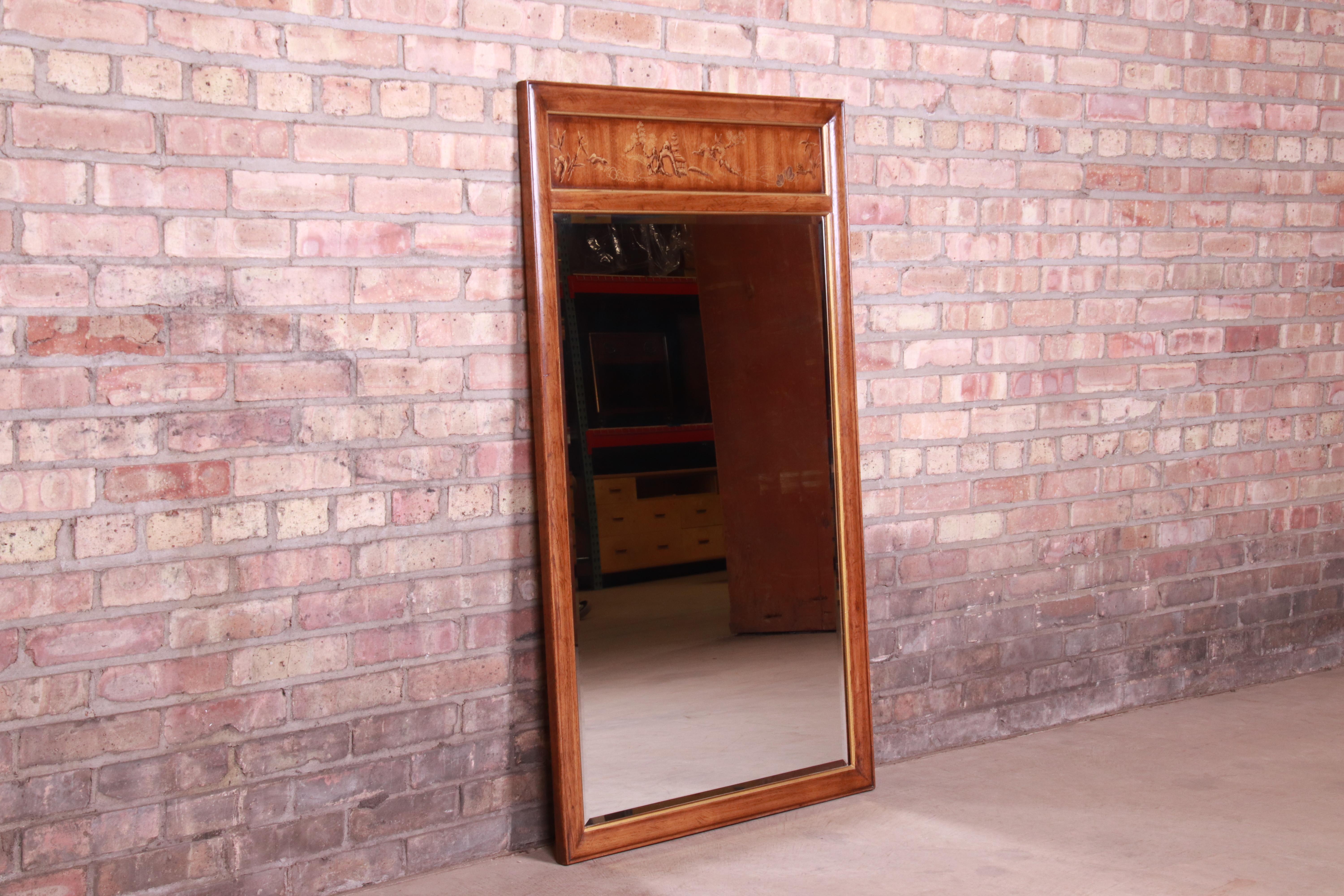 American Drexel Heritage Hollywood Regency Chinoiserie Framed Wall Mirror