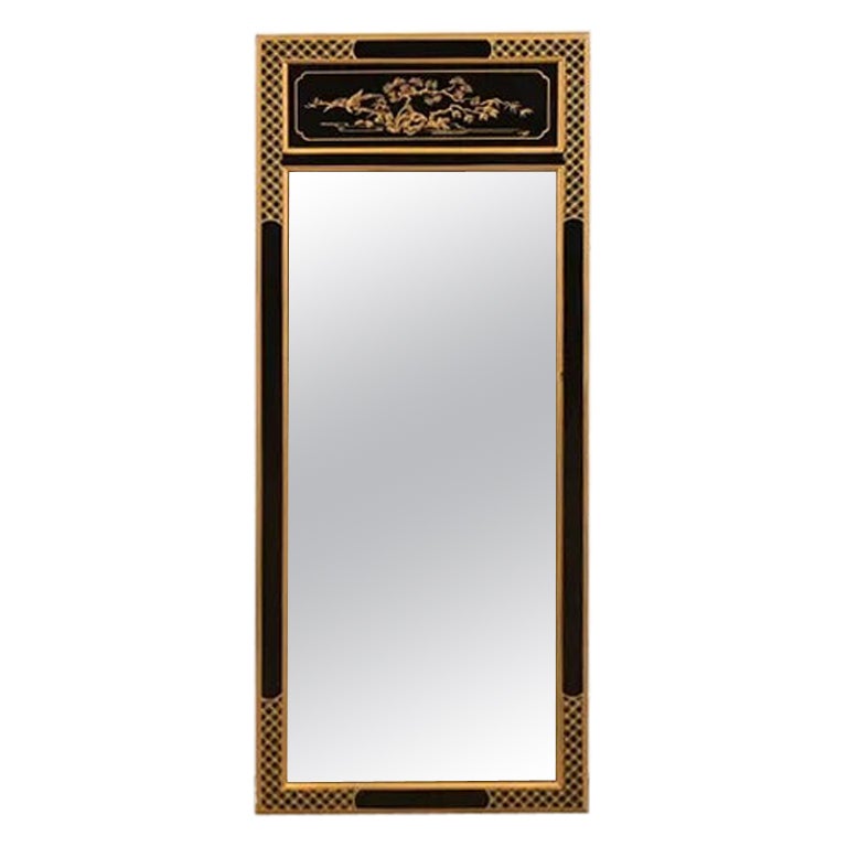 Specchio da parete laccato dipinto a mano Drexel Heritage Hollywood Regency Chinoiserie in vendita