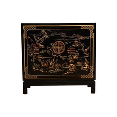 Drexel Heritage Hollywood Regency Chinoiserie Lacquered Bar Cabinet