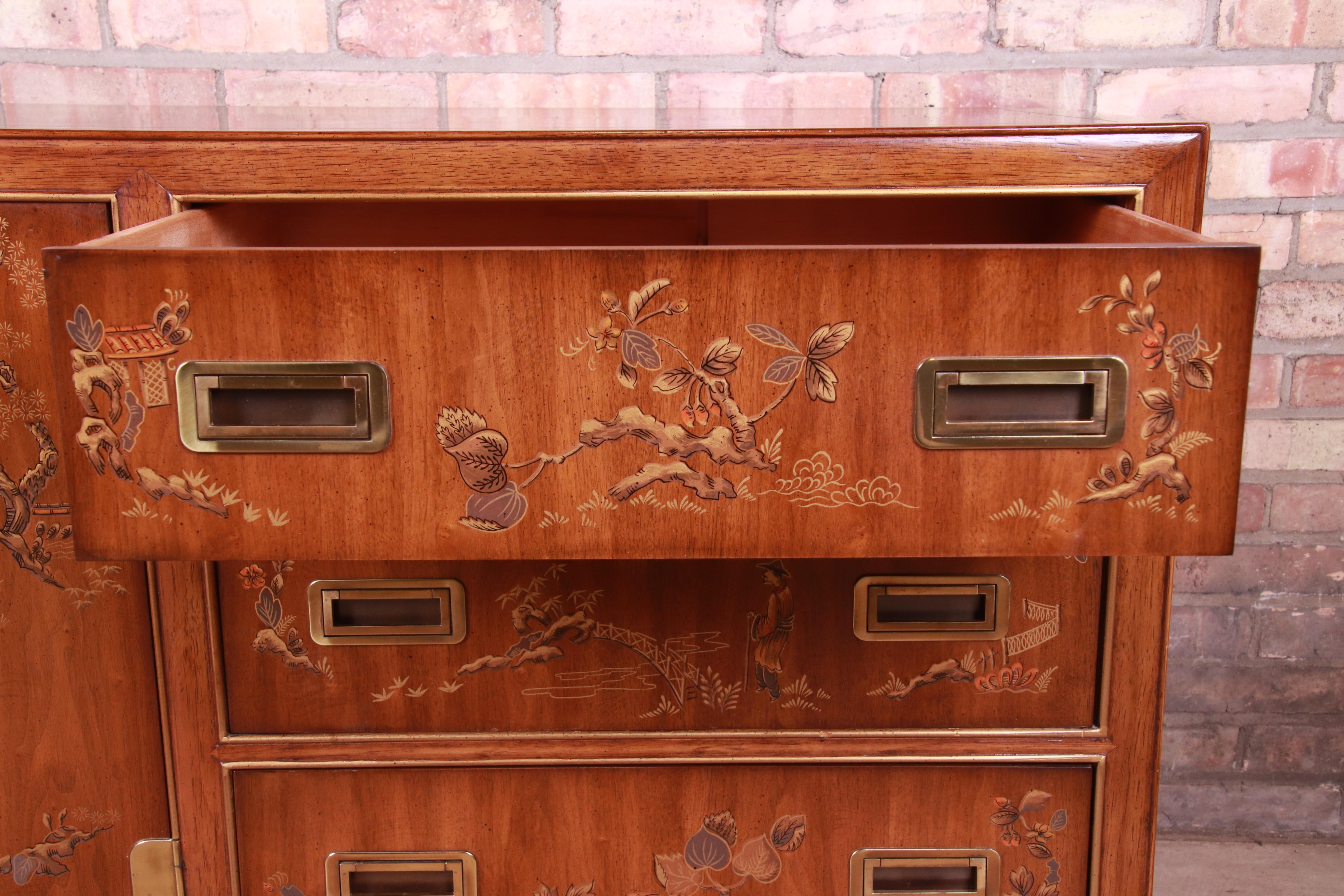 Drexel Heritage Hollywood Regency Chinoiserie Long Dresser or Credenza 2