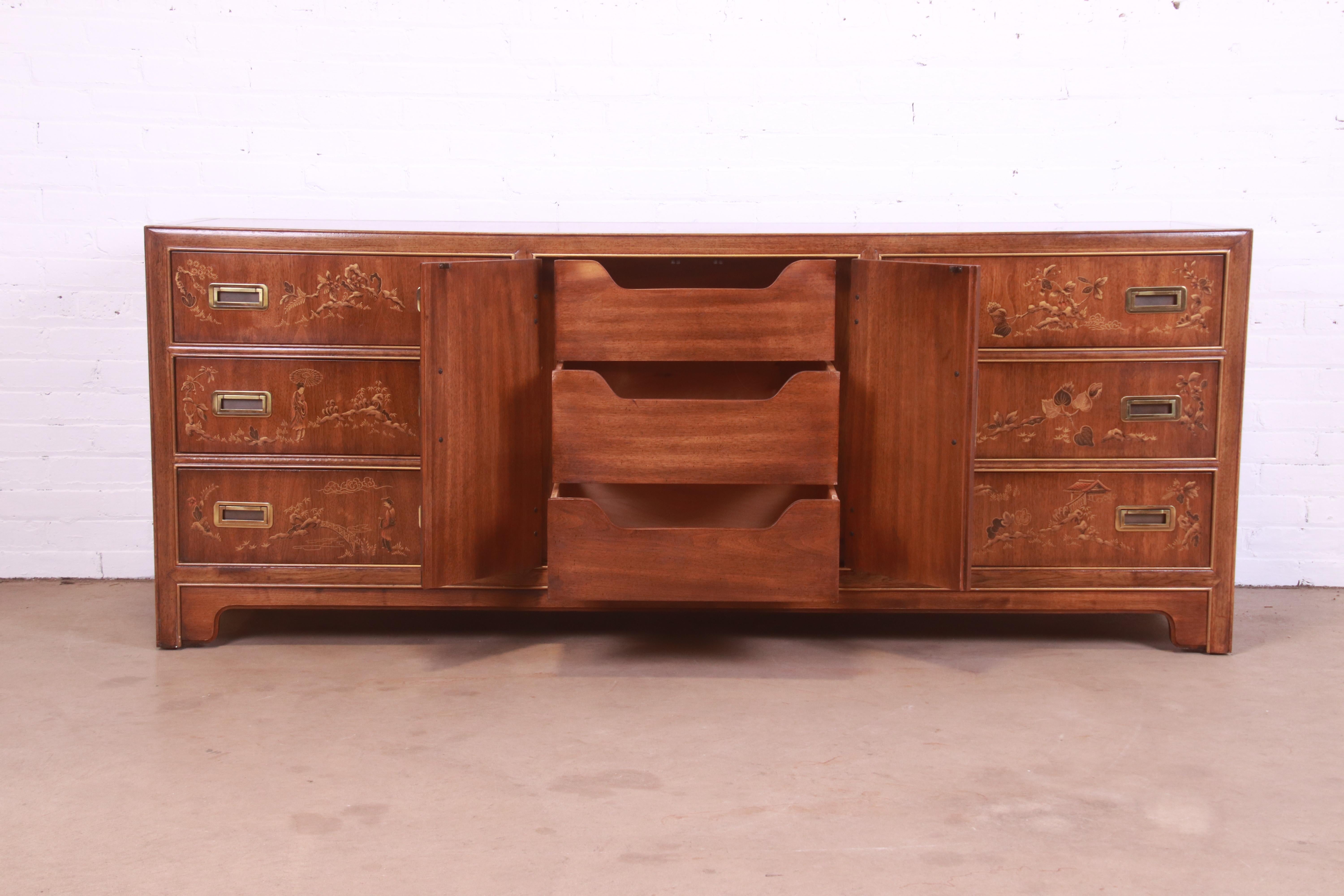 Drexel Heritage Hollywood Regency Chinoiserie Long Dresser or Credenza 7