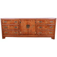 Vintage Drexel Heritage Hollywood Regency Chinoiserie Long Dresser or Credenza