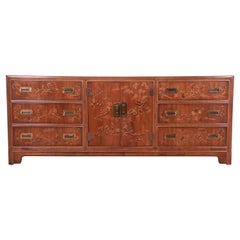 Drexel Heritage Hollywood Regency Chinoiserie Long Dresser or Credenza