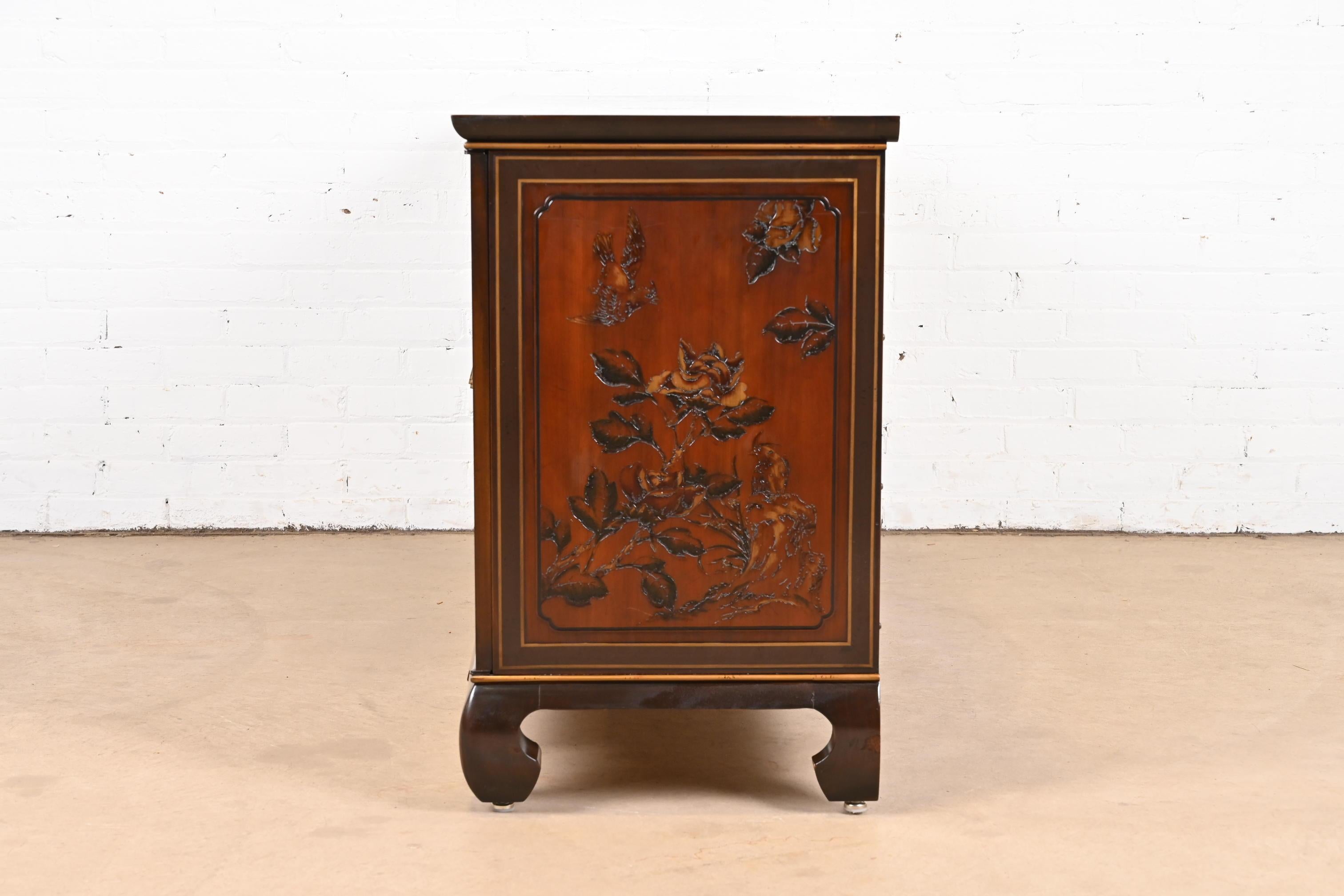 Drexel Heritage Hollywood Regency Chinoiserie Mahogany Sideboard Credenza 7