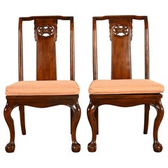 Chaises d'appoint en acajou sculpté, style Hollywood Regency et chinoiserie, de la collection Drexel Heritage