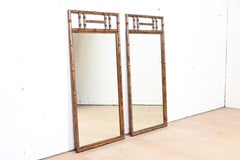 Drexel Heritage Hollywood Regency Faux Bamboo Mirrors in Faux Tortoise Finish