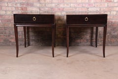 Drexel Heritage Hollywood Regency Mahogany Nightstands or End Tables, Refinished
