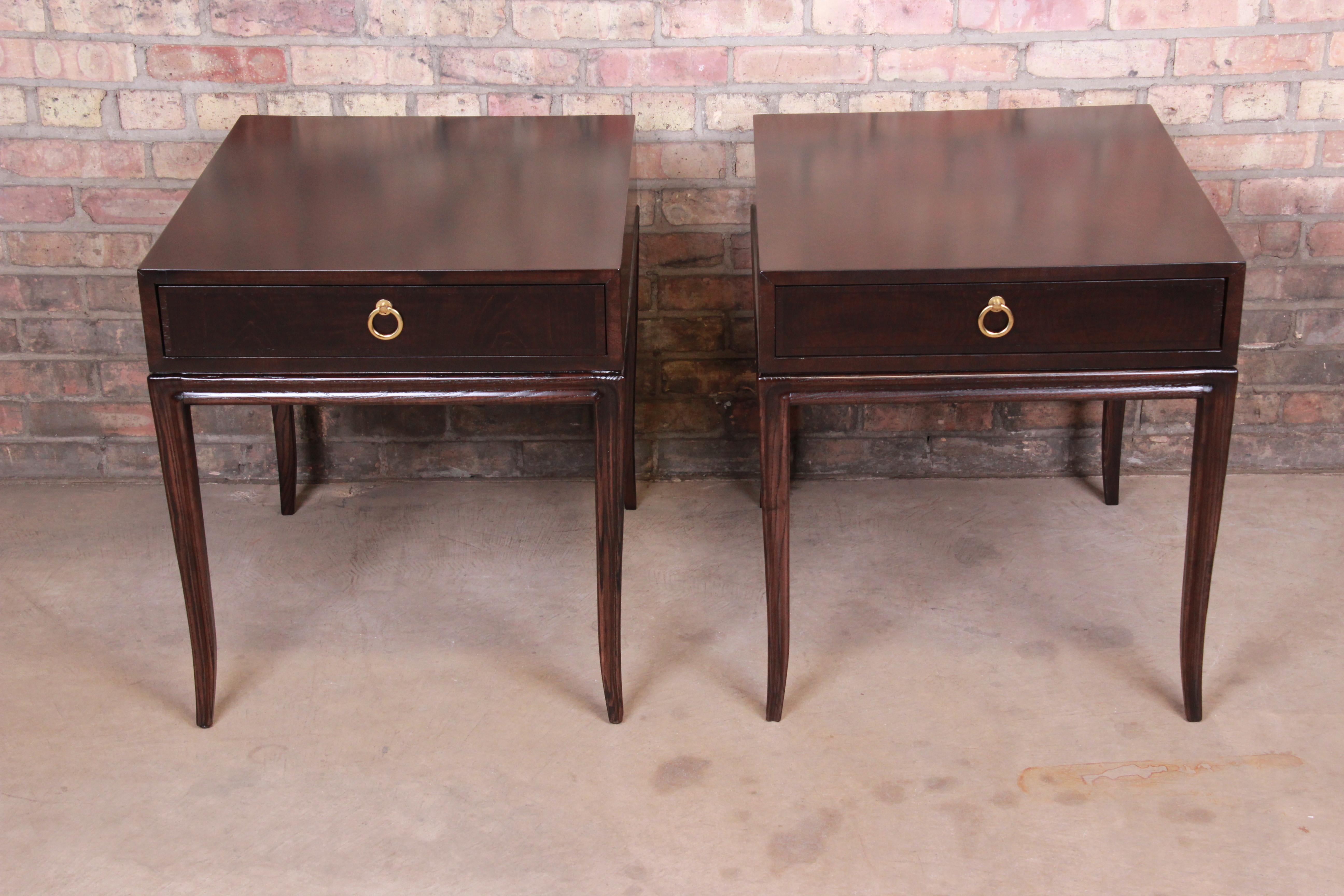 American Drexel Heritage Hollywood Regency Mahogany Nightstands or End Tables, Refinished