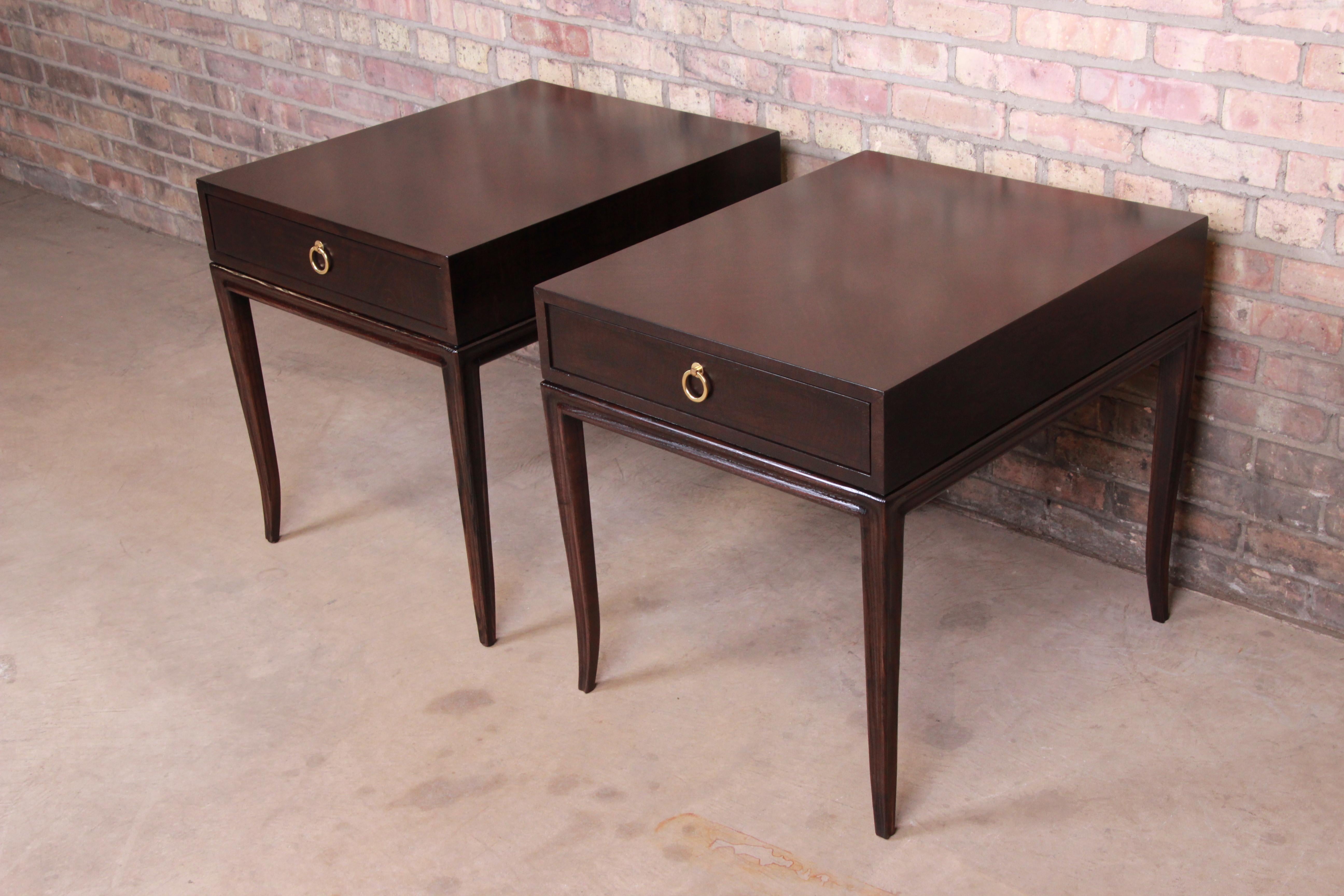Drexel Heritage Hollywood Regency Mahogany Nightstands or End Tables, Refinished In Good Condition In South Bend, IN
