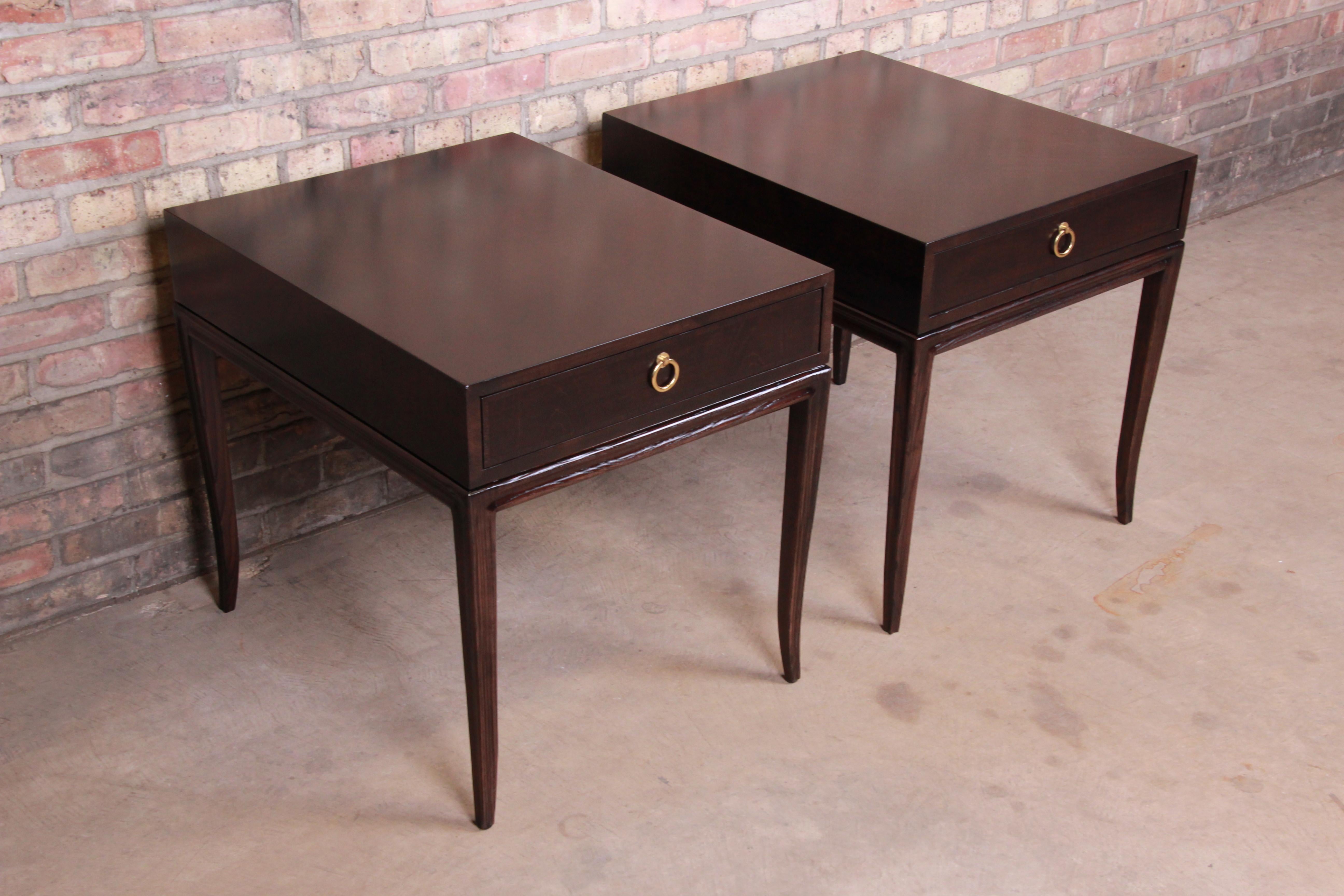 20th Century Drexel Heritage Hollywood Regency Mahogany Nightstands or End Tables, Refinished
