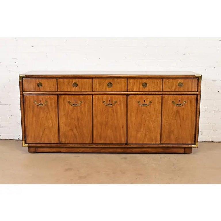 Drexel Heritage Hollywood Regency Walnut Sideboard Credenza, Circa