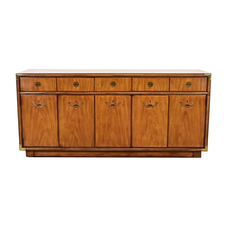Drexel Heritage Hollywood Regency Walnut Sideboard Credenza, Circa 1970s