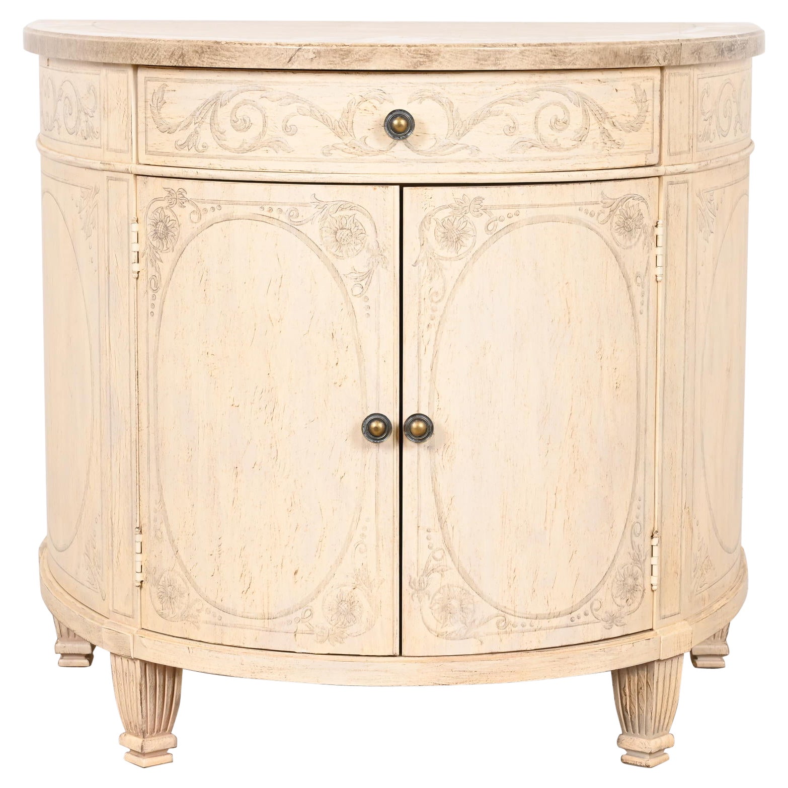 Drexel Heritage Italian Neoclassical Demilune Cabinet