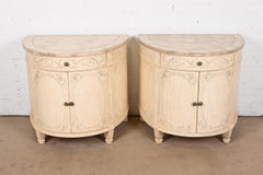 Drexel Heritage Italian Neoclassical Demilune Cabinets, Pair