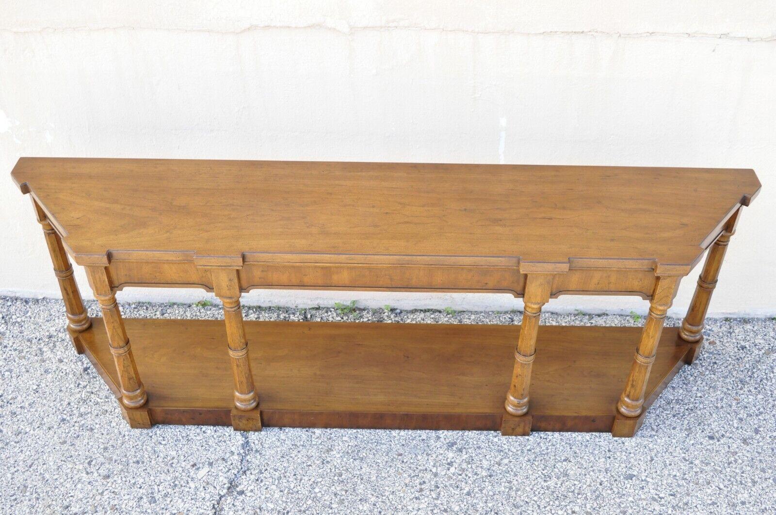 Hollywood Regency Drexel Heritage Italian Provincial Style Walnut Console Sofa Hall Table
