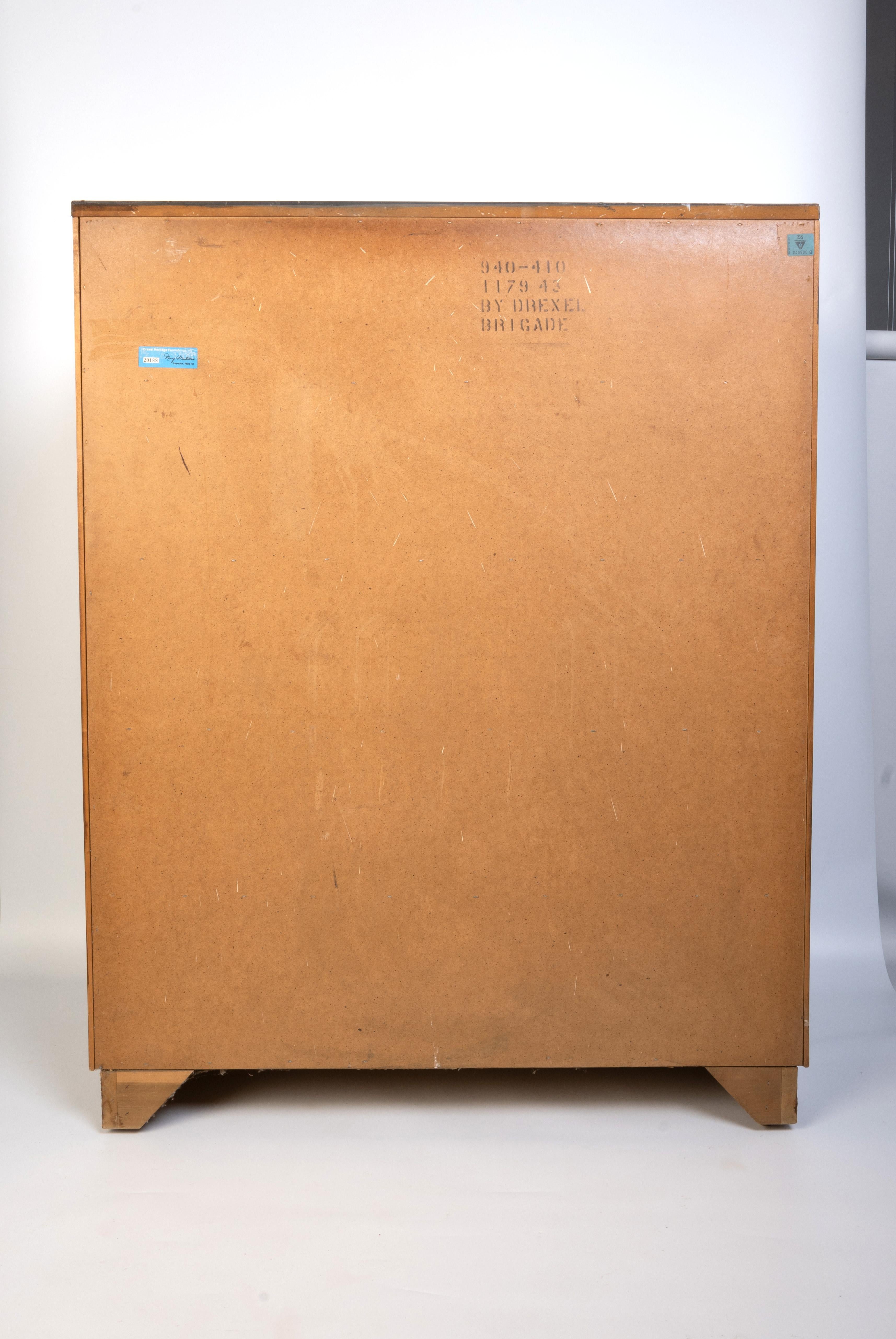 Drexel Heritage Lacquered Walnut Campaign Style Chest Of Drawers C.1970 6