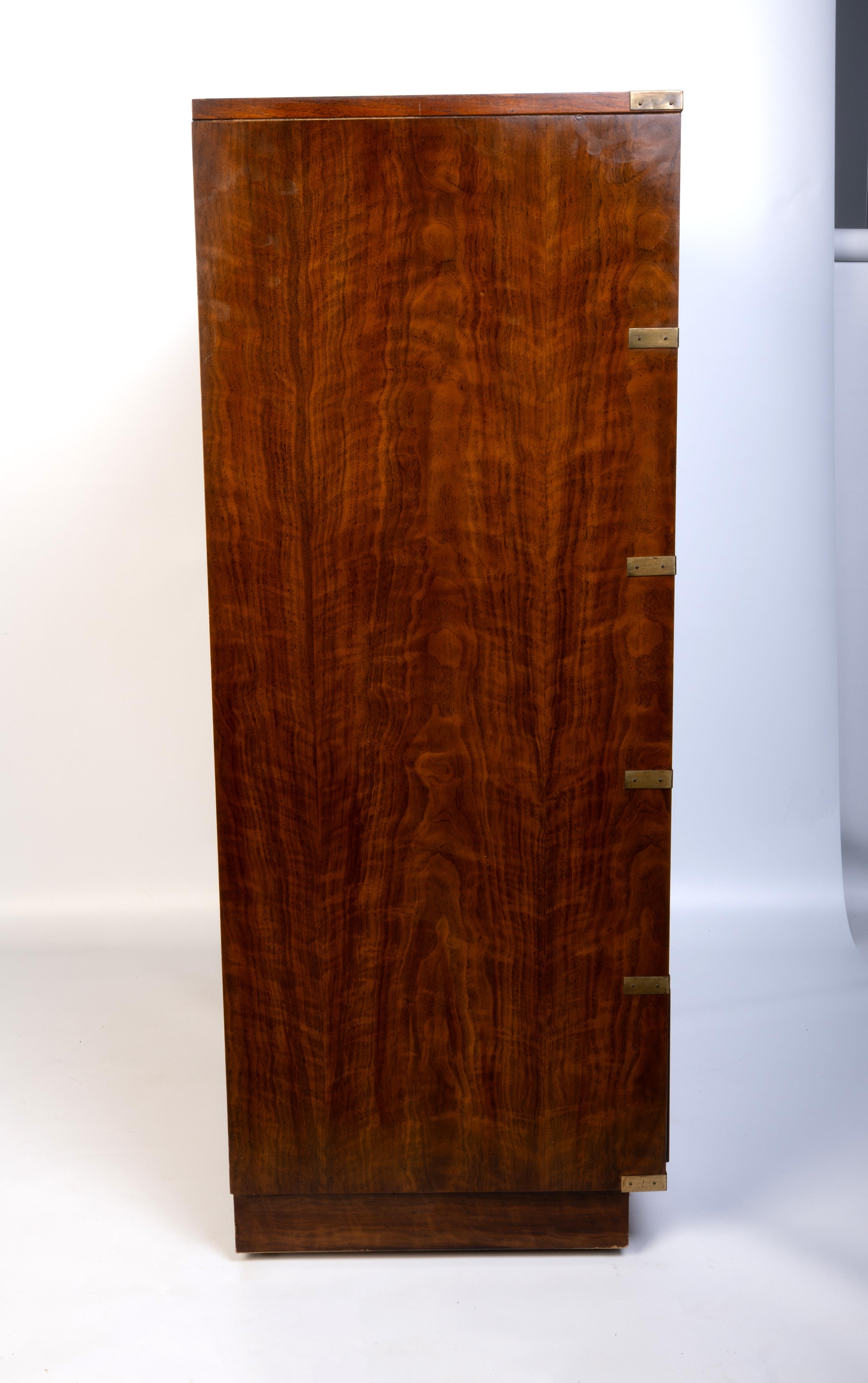 Drexel Heritage Lacquered Walnut Campaign Style Chest Of Drawers C.1970 2
