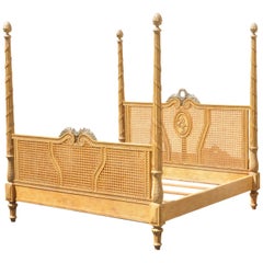 Drexel Heritage Legacy Collection 4 Post King Size Cane Poster Bed Italian Style