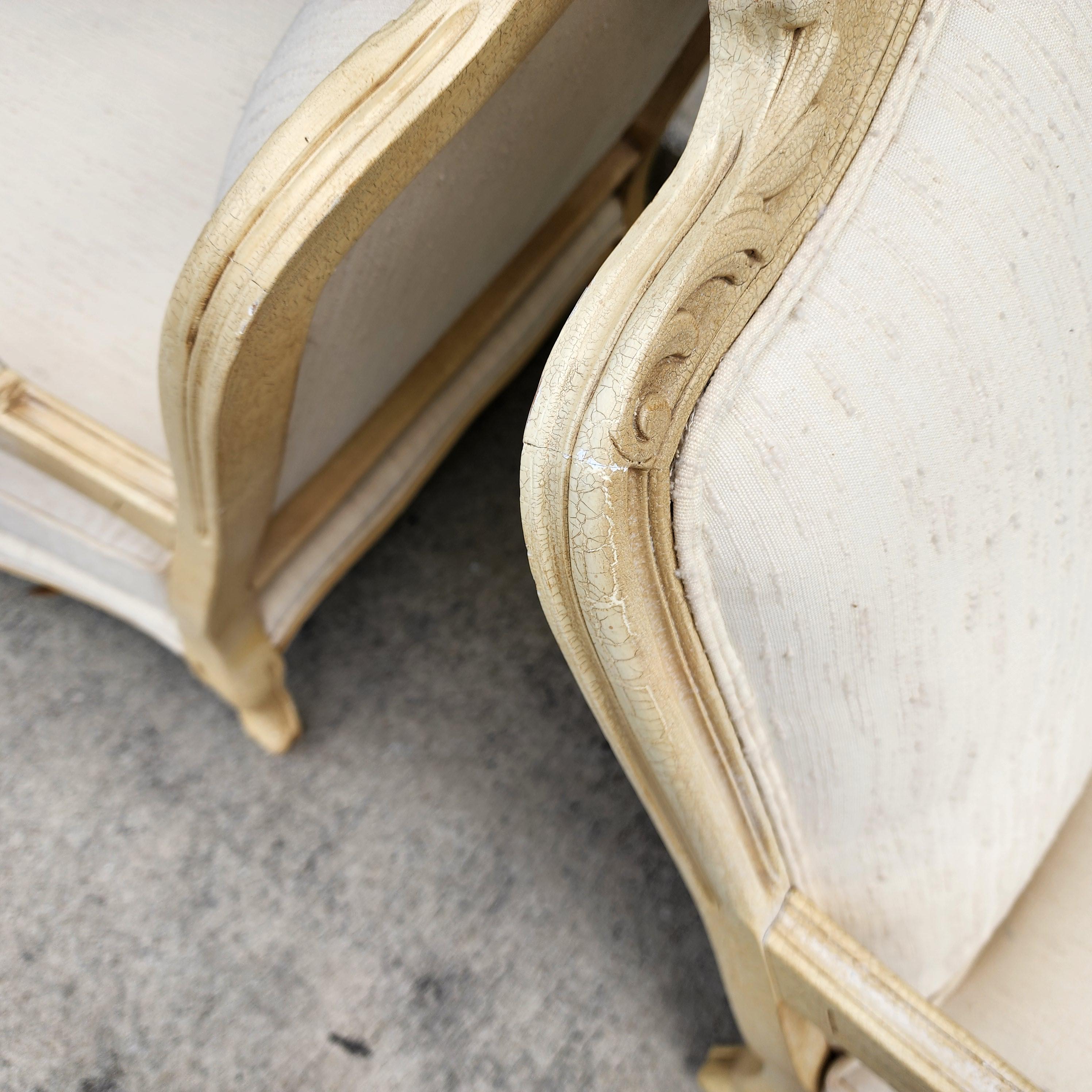 Drexel Heritage Louis XV French Armchairs Linen For Sale 11